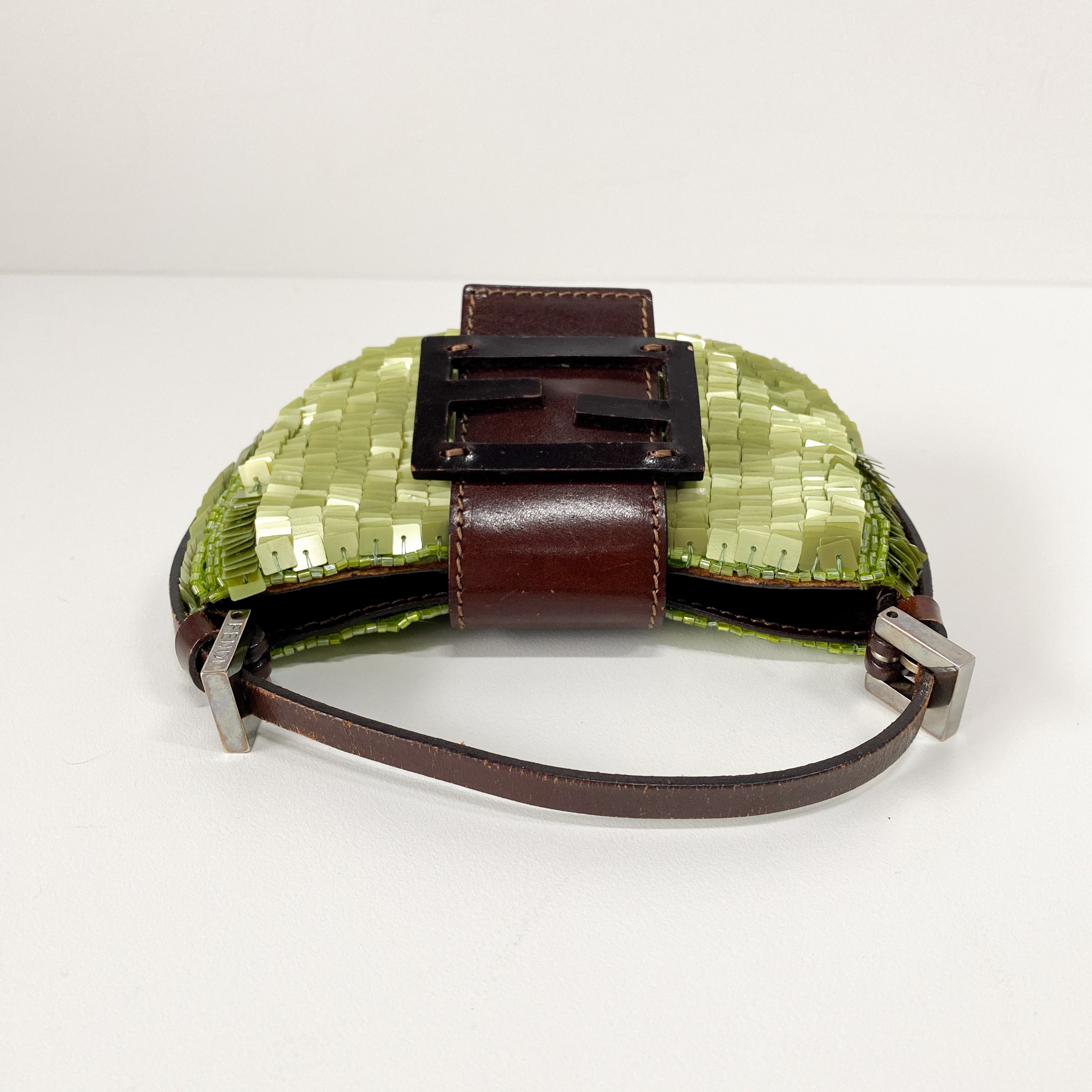 Croissant Mini Green Sequin Handbag