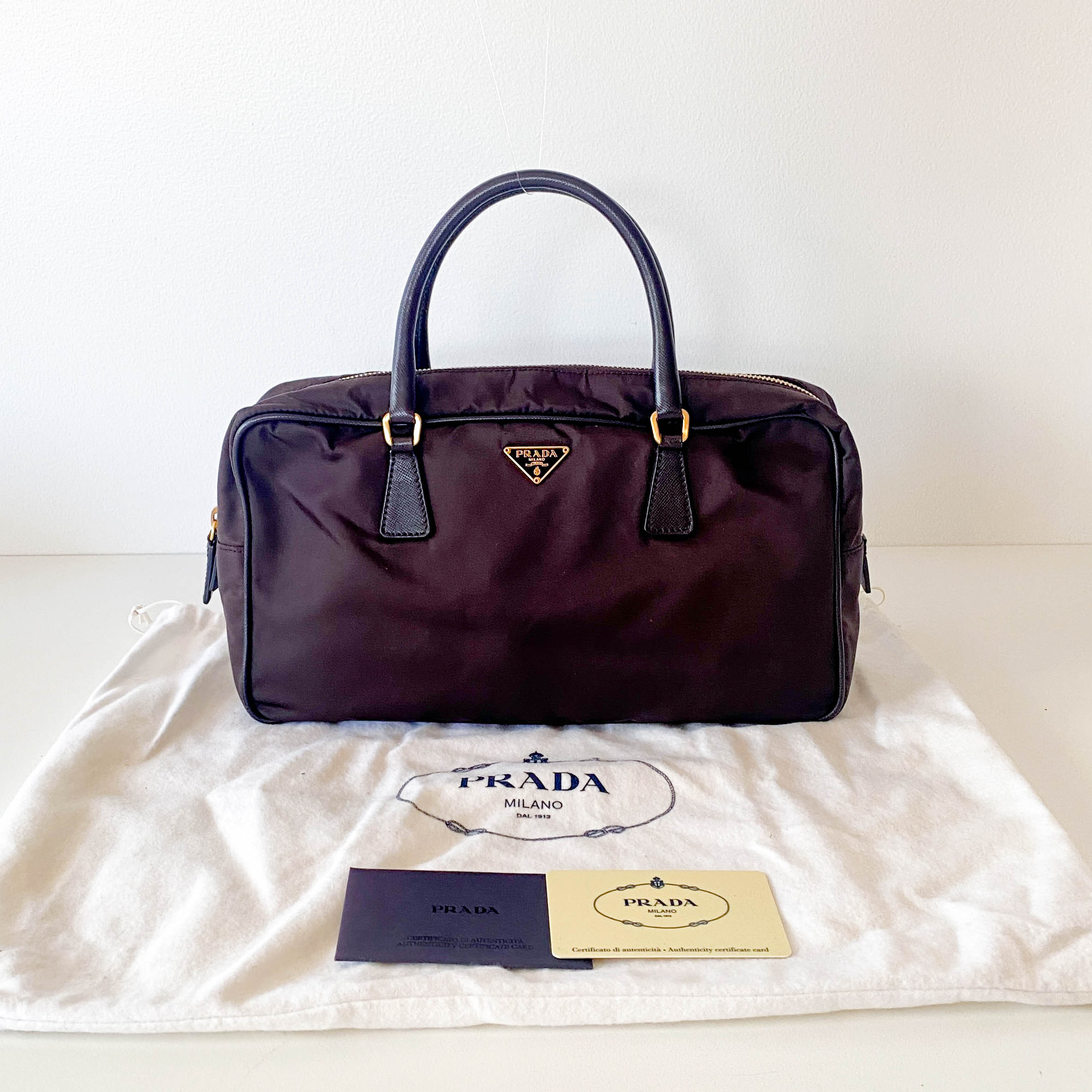 Dark Brown Nylon Handbag