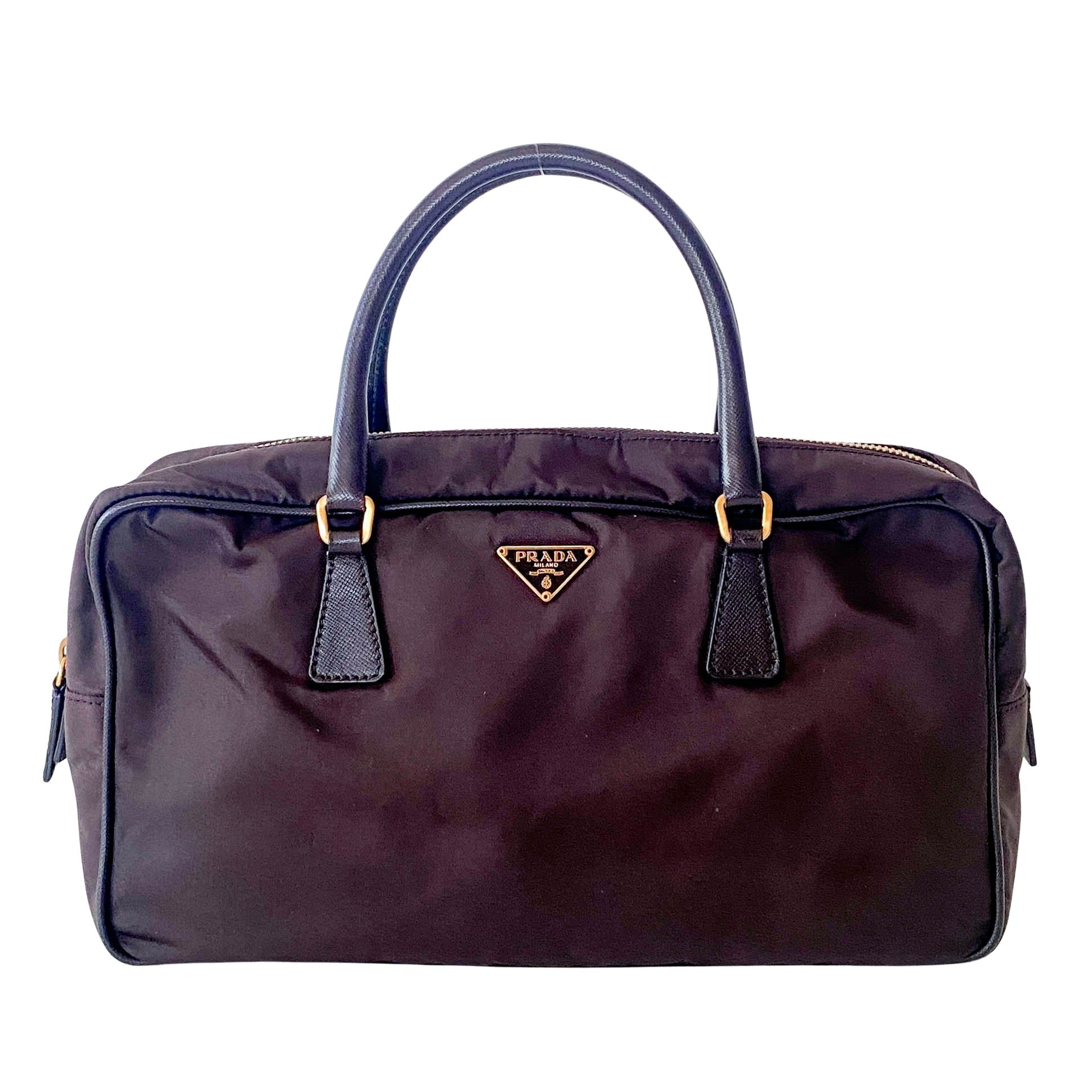 Dark Brown Nylon Handbag