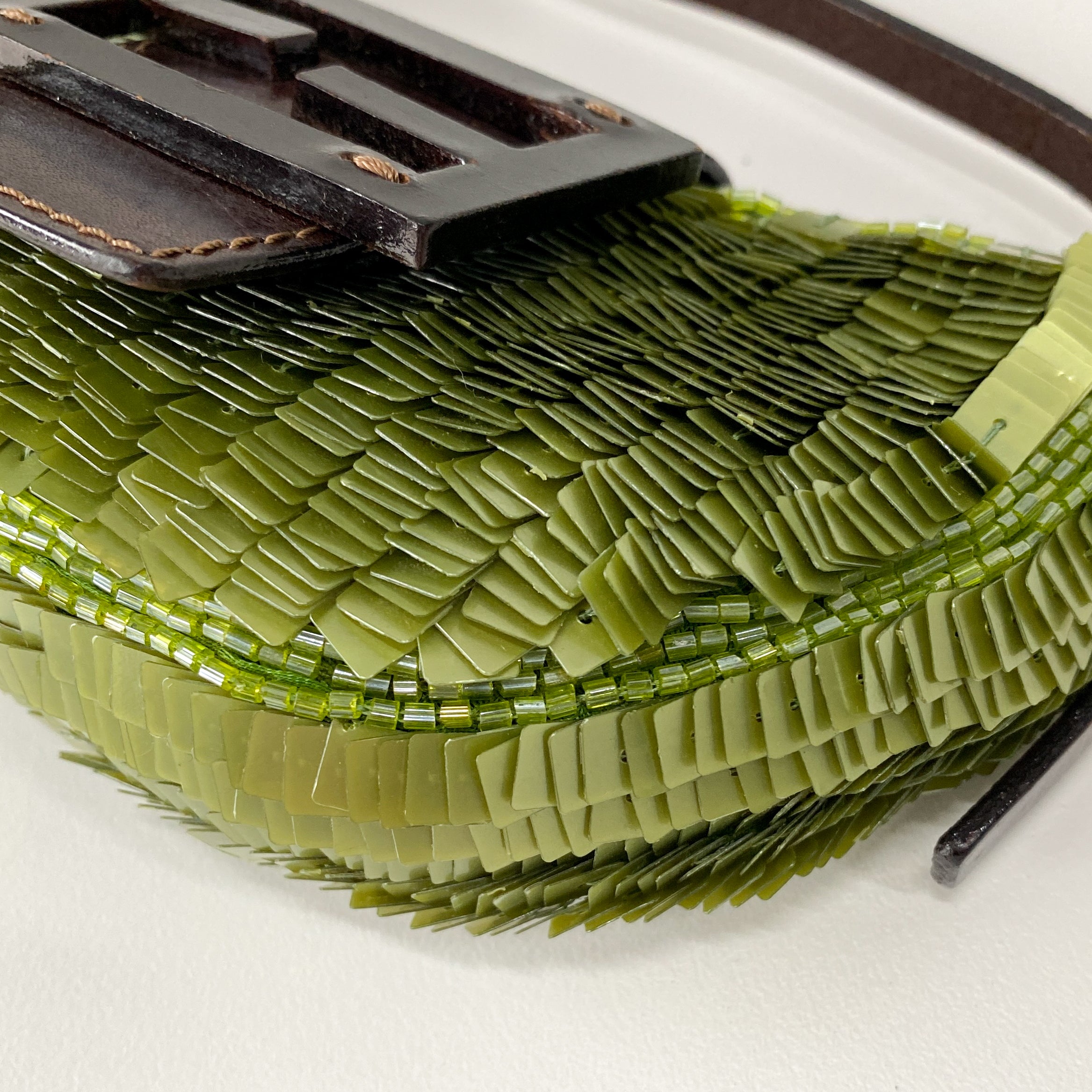 Croissant Mini Green Sequin Handbag