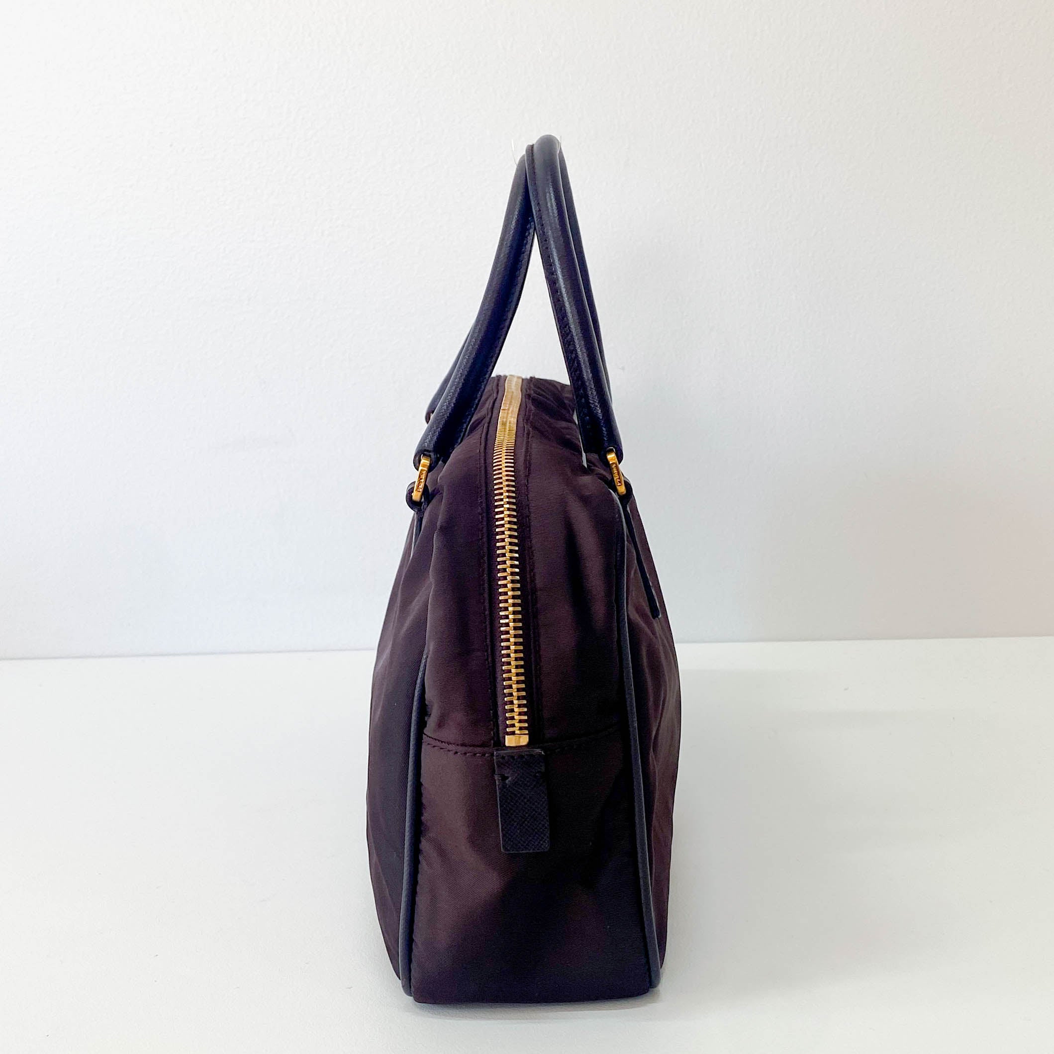 Dark Brown Nylon Handbag