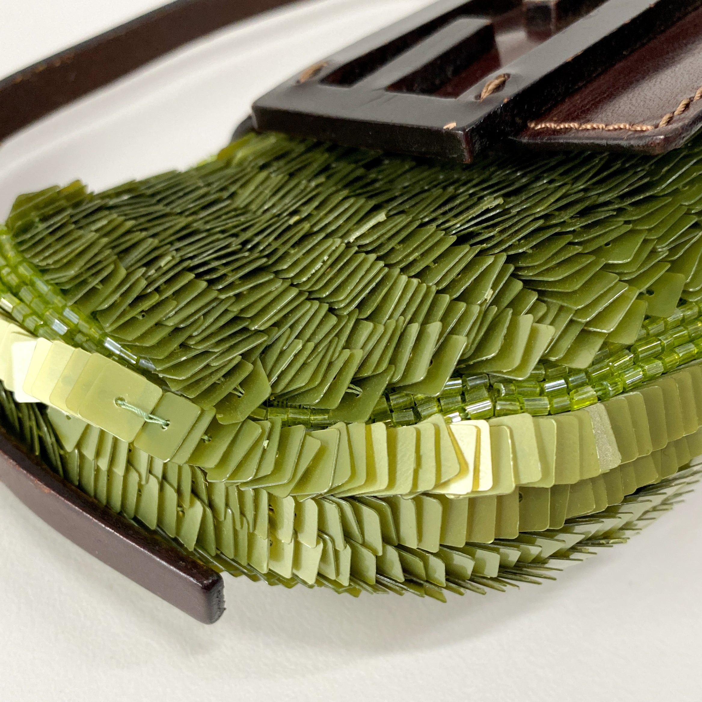 Croissant Mini Green Sequin Handbag