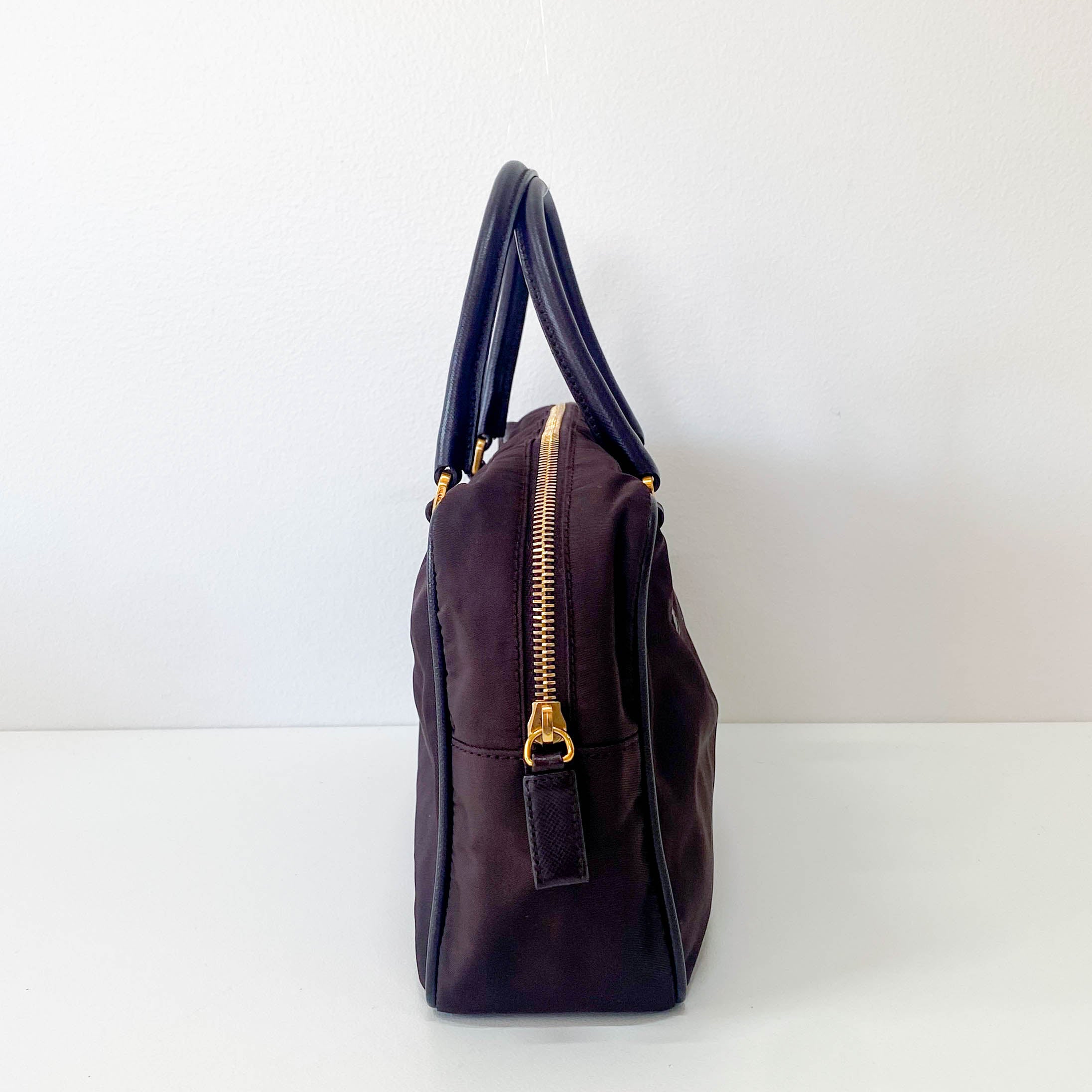 Dark Brown Nylon Handbag
