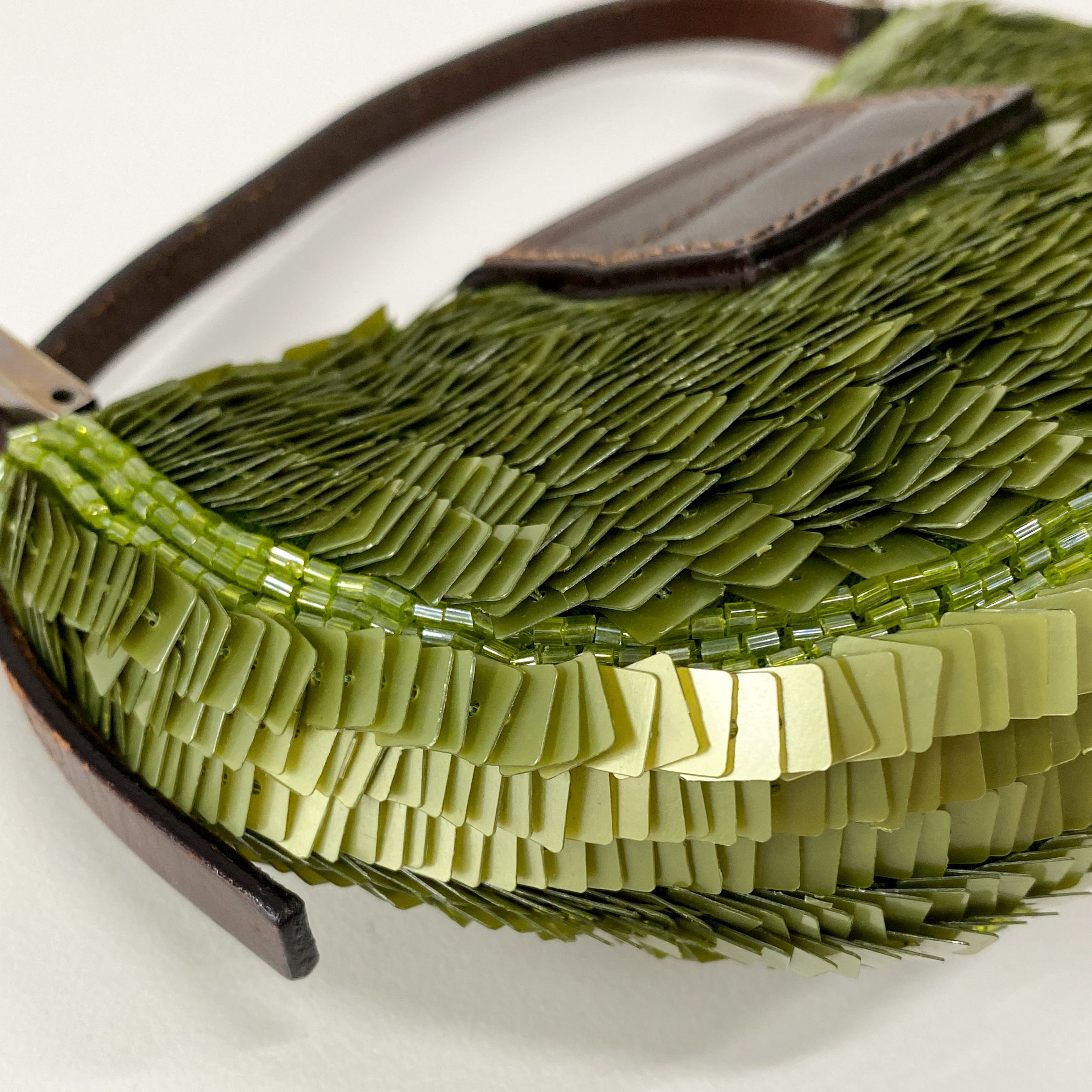 Croissant Mini Green Sequin Handbag