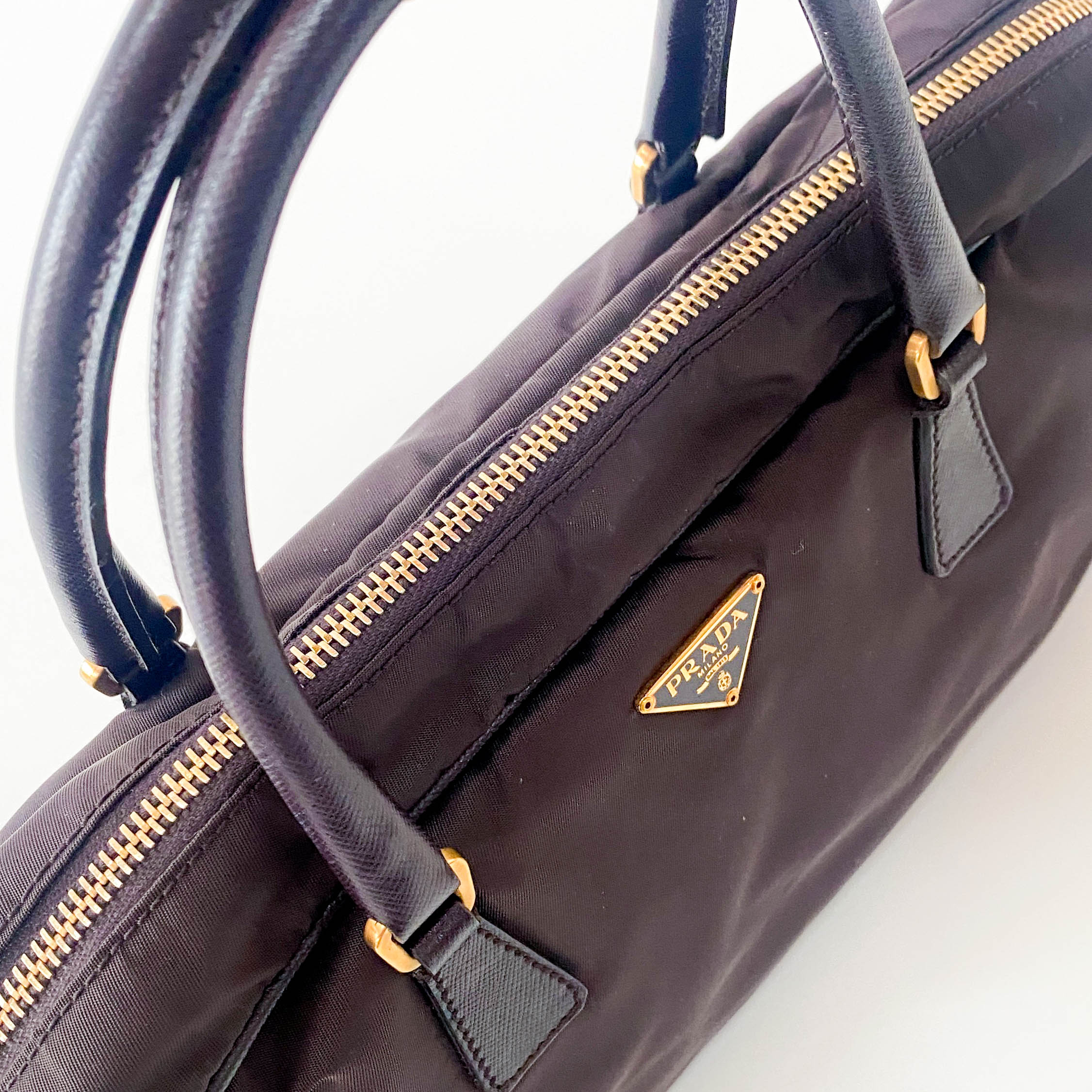 Dark Brown Nylon Handbag