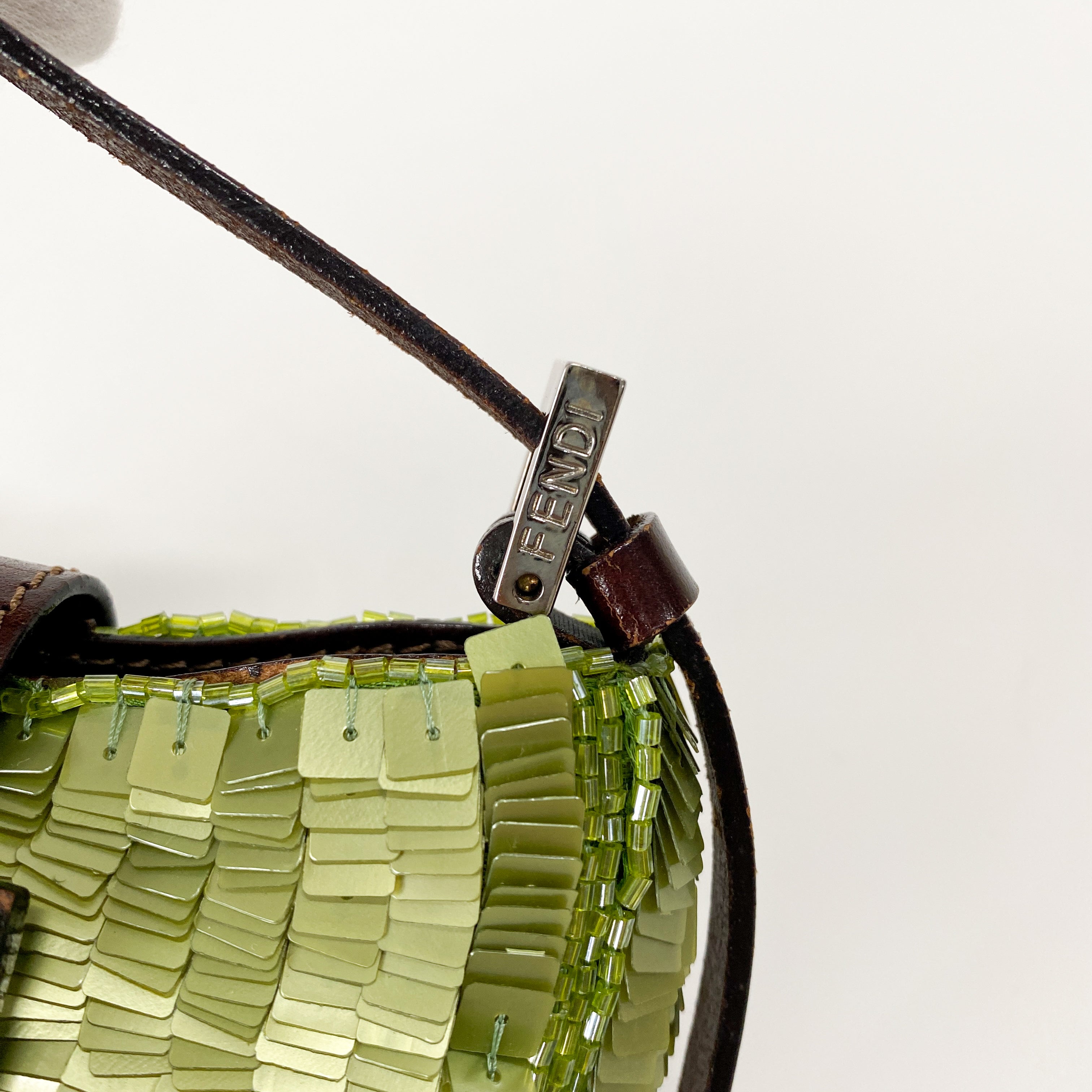 Croissant Mini Green Sequin Handbag