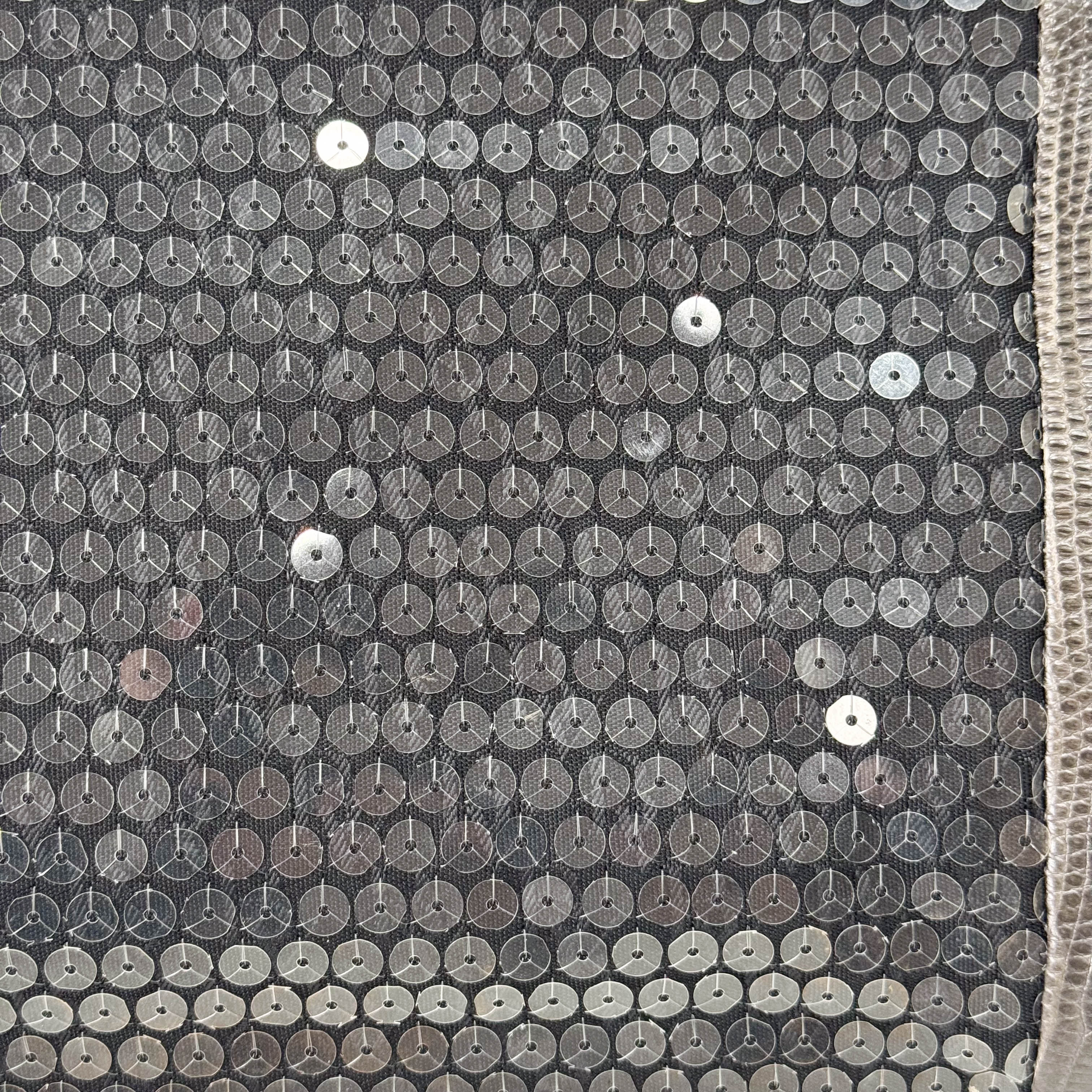 Grey Sequin & Embossed Lizard Leather Shoulder Bag