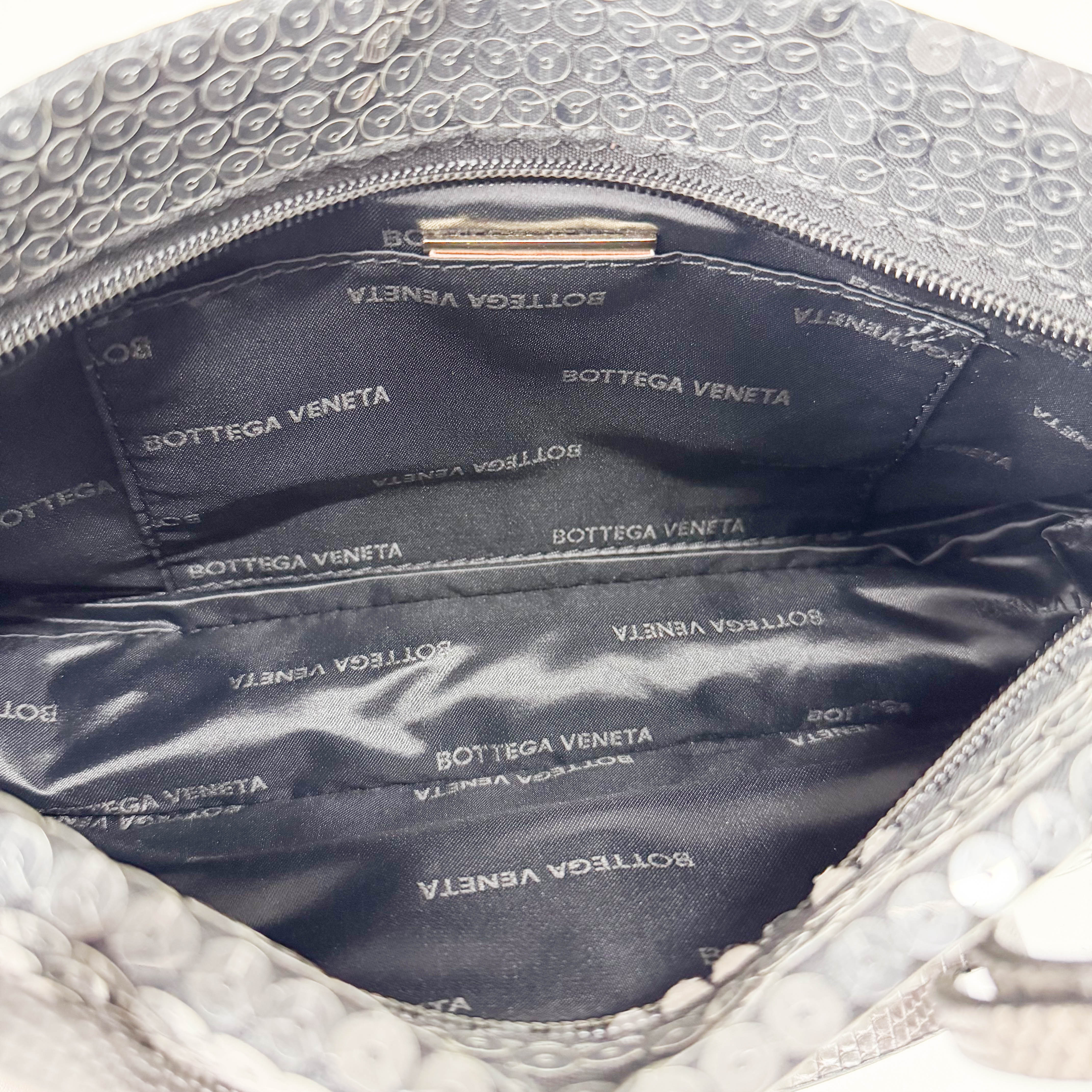 Grey Sequin & Embossed Lizard Leather Shoulder Bag