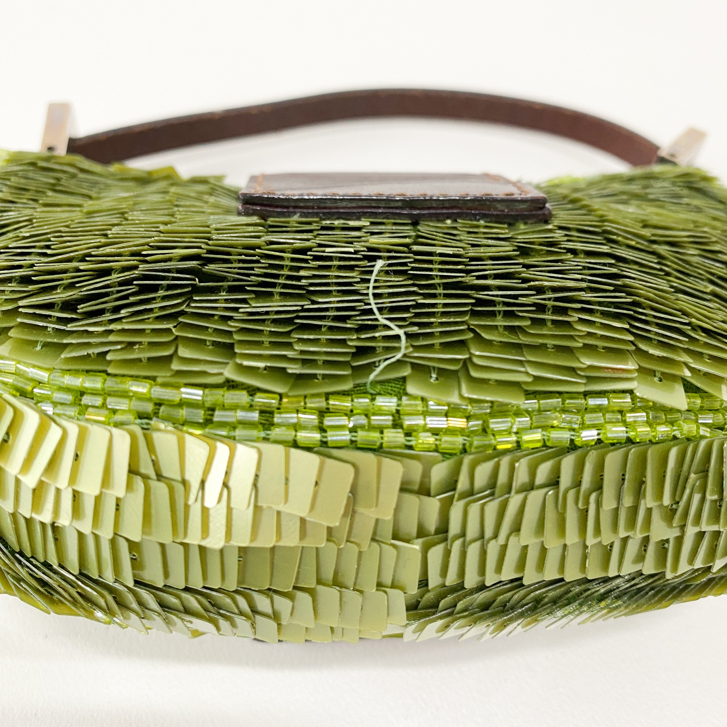 Croissant Mini Green Sequin Handbag
