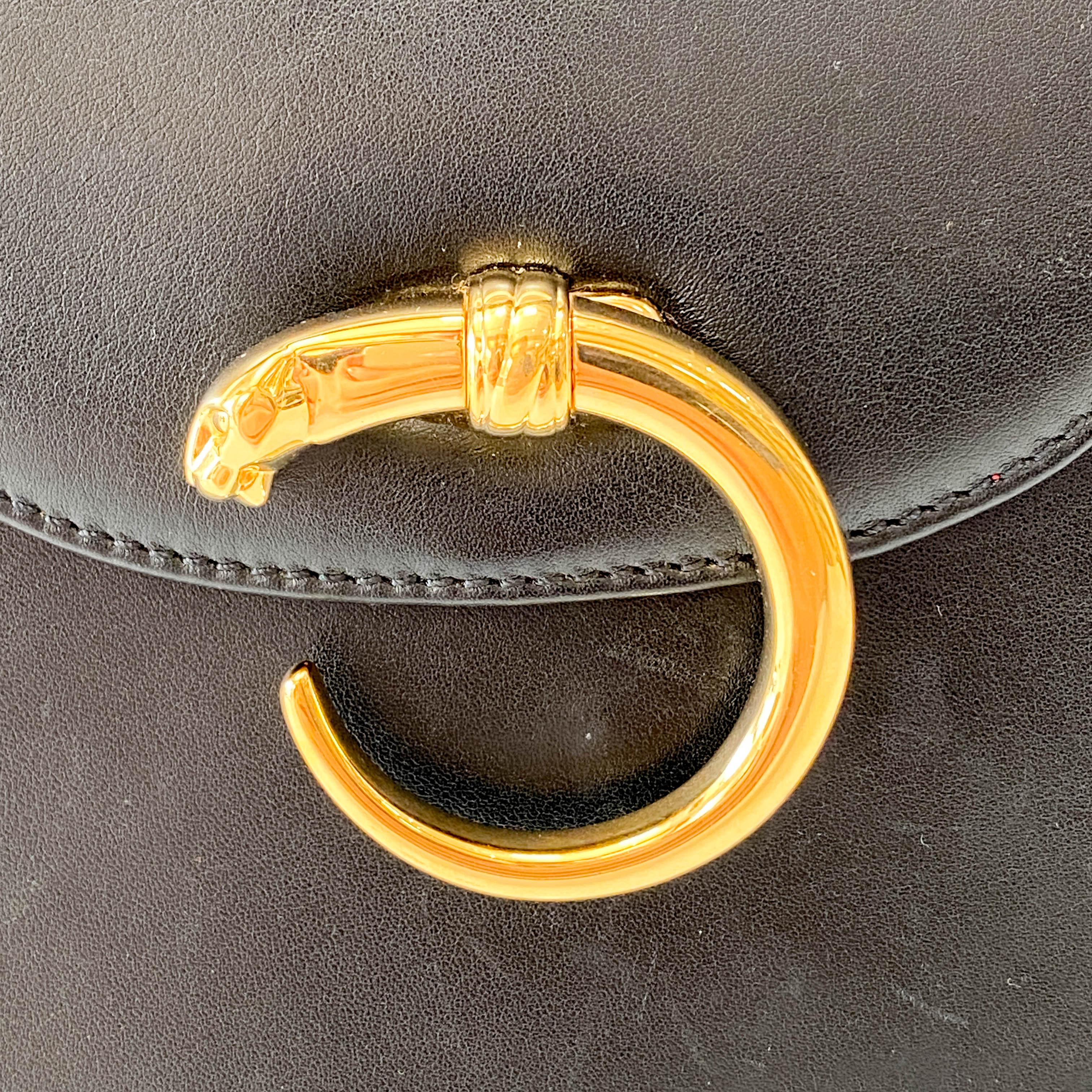 Panthère Black Calfskin Leather Shoulder Bag