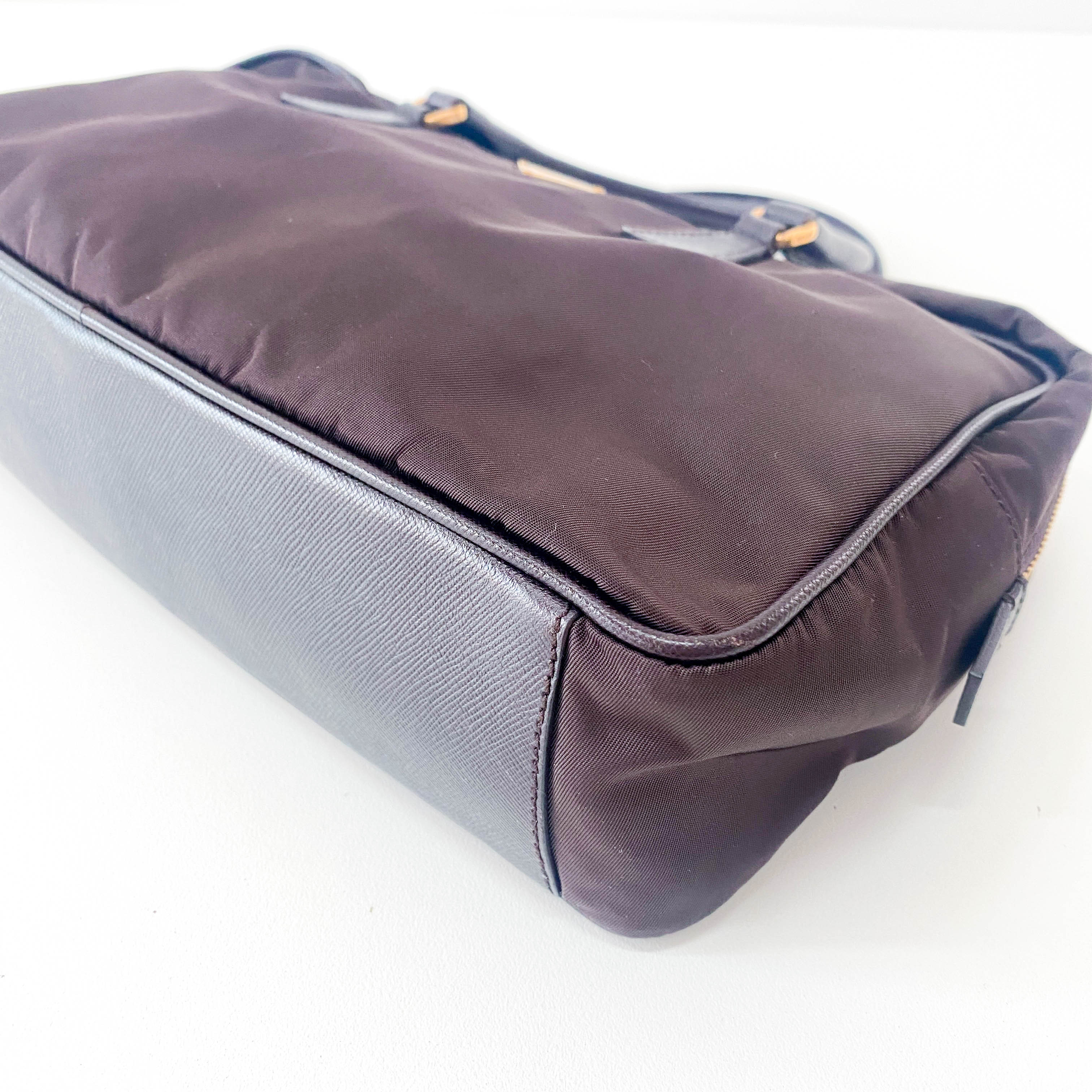 Dark Brown Nylon Handbag