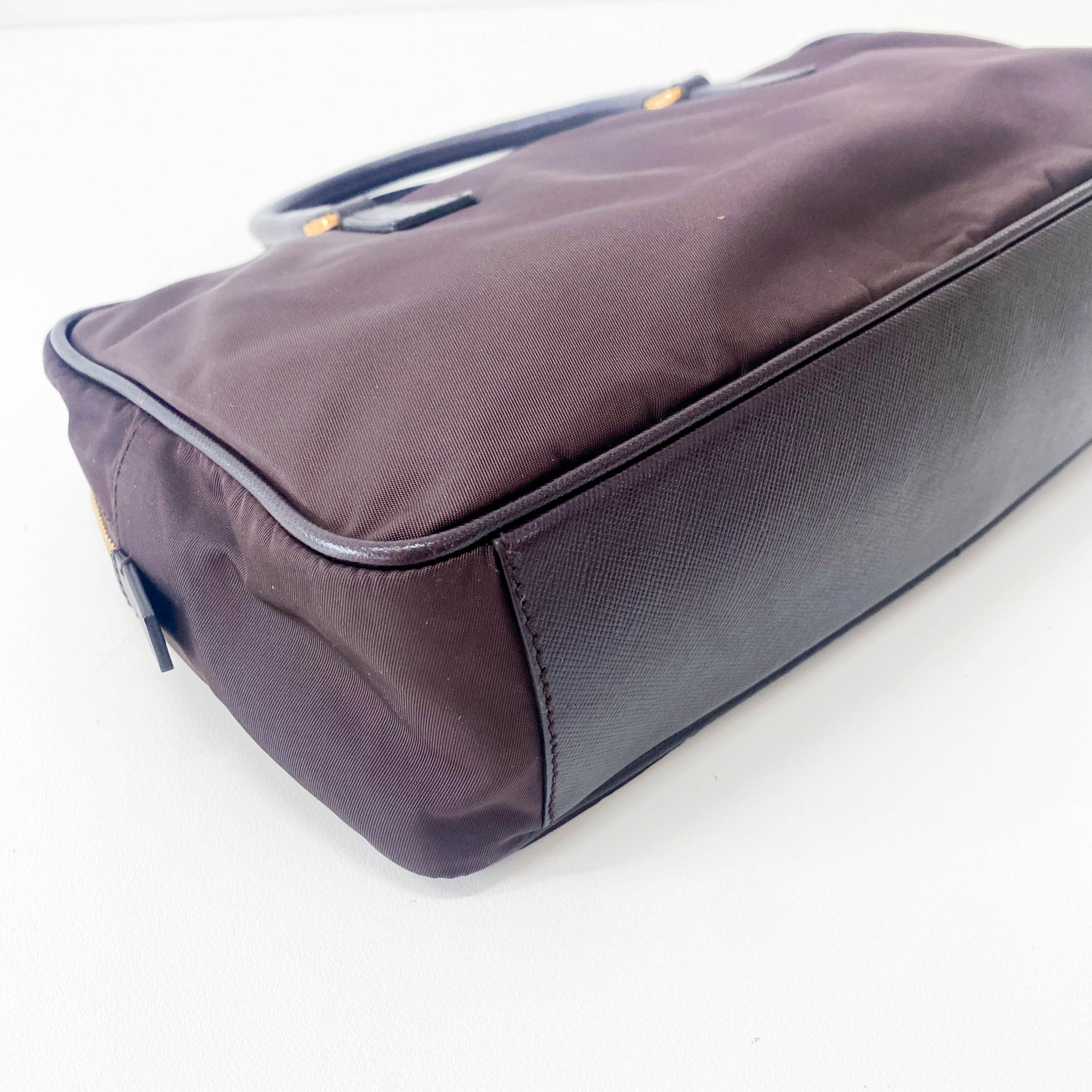 Dark Brown Nylon Handbag