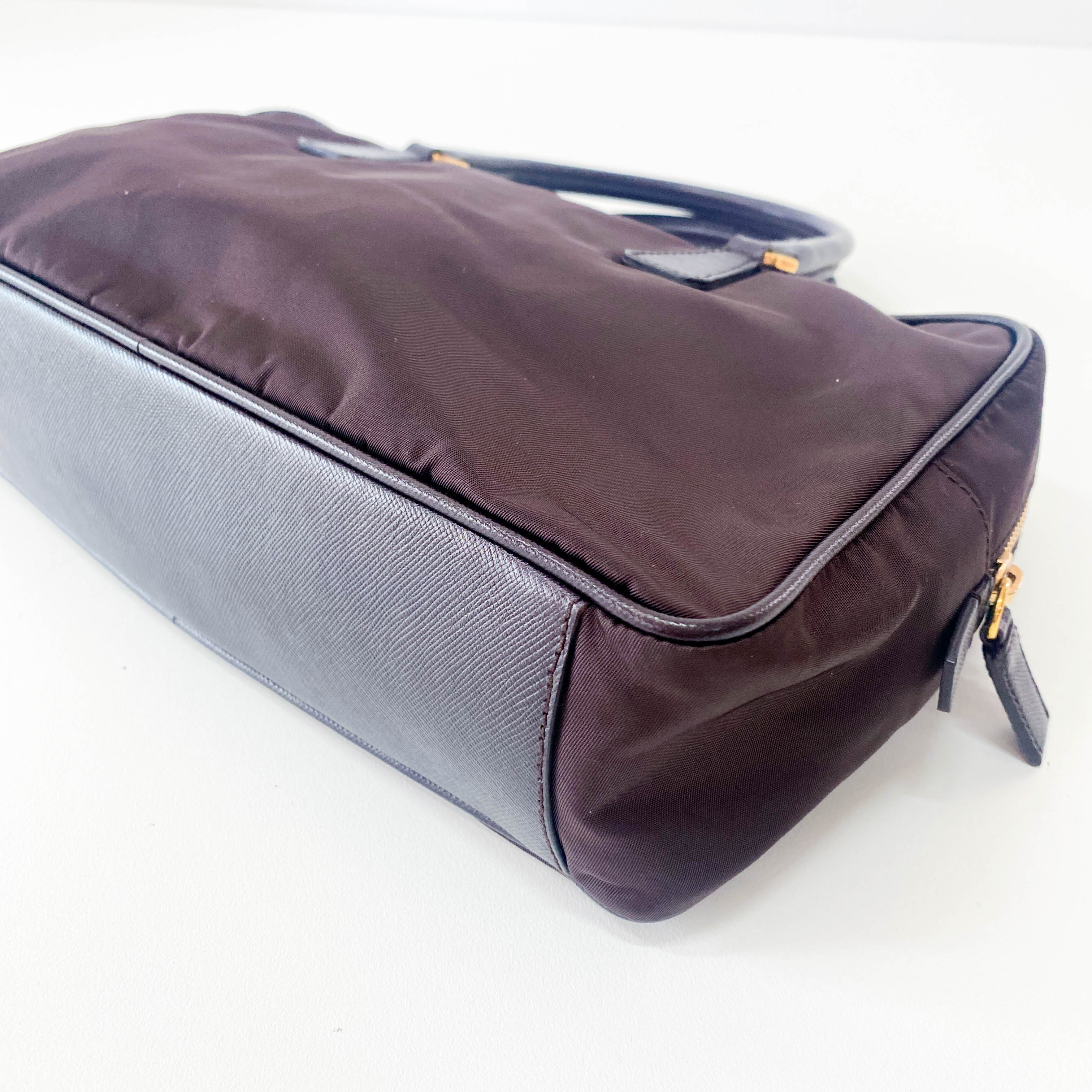 Dark Brown Nylon Handbag