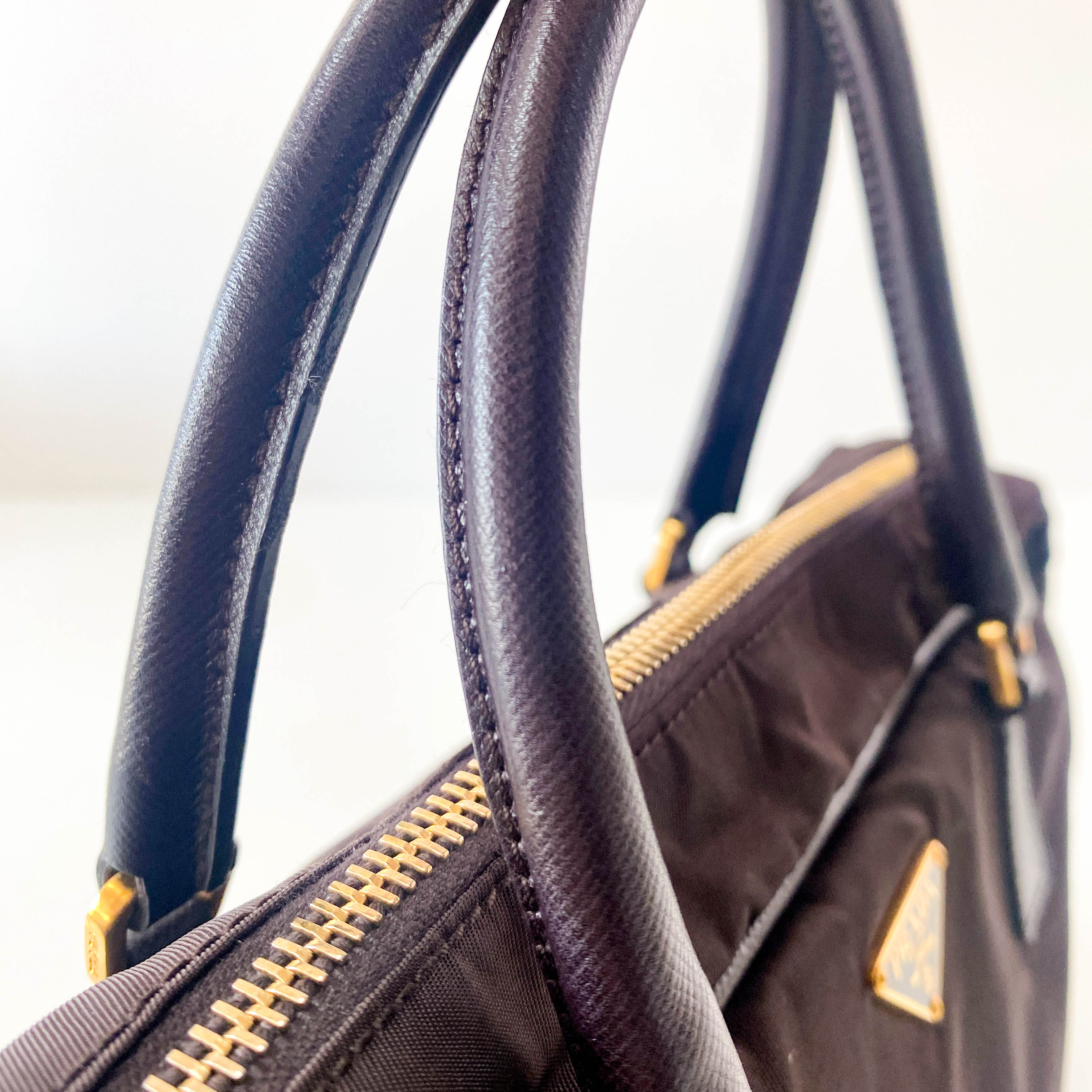 Dark Brown Nylon Handbag