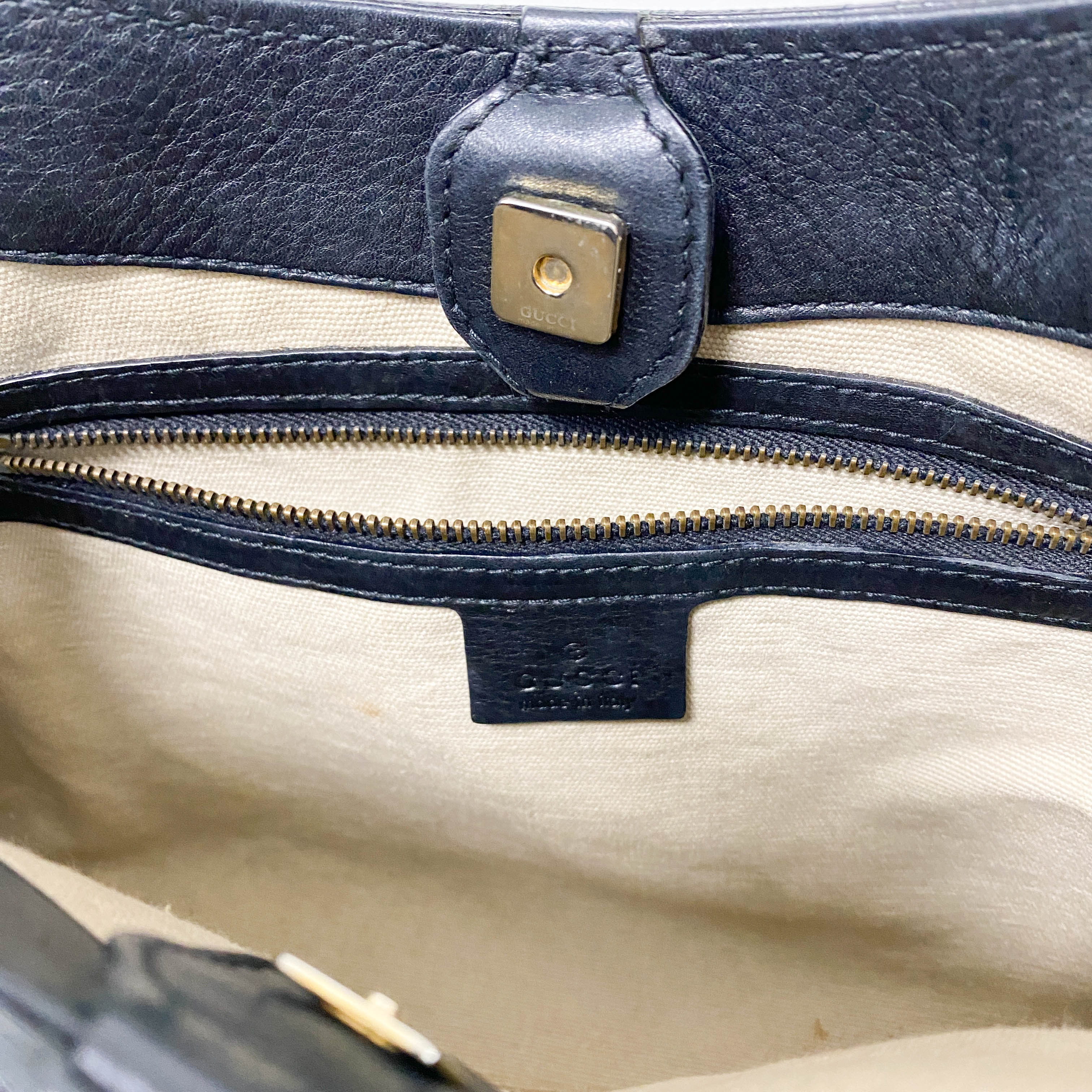 Bamboo Top Handle Black Leather Bag