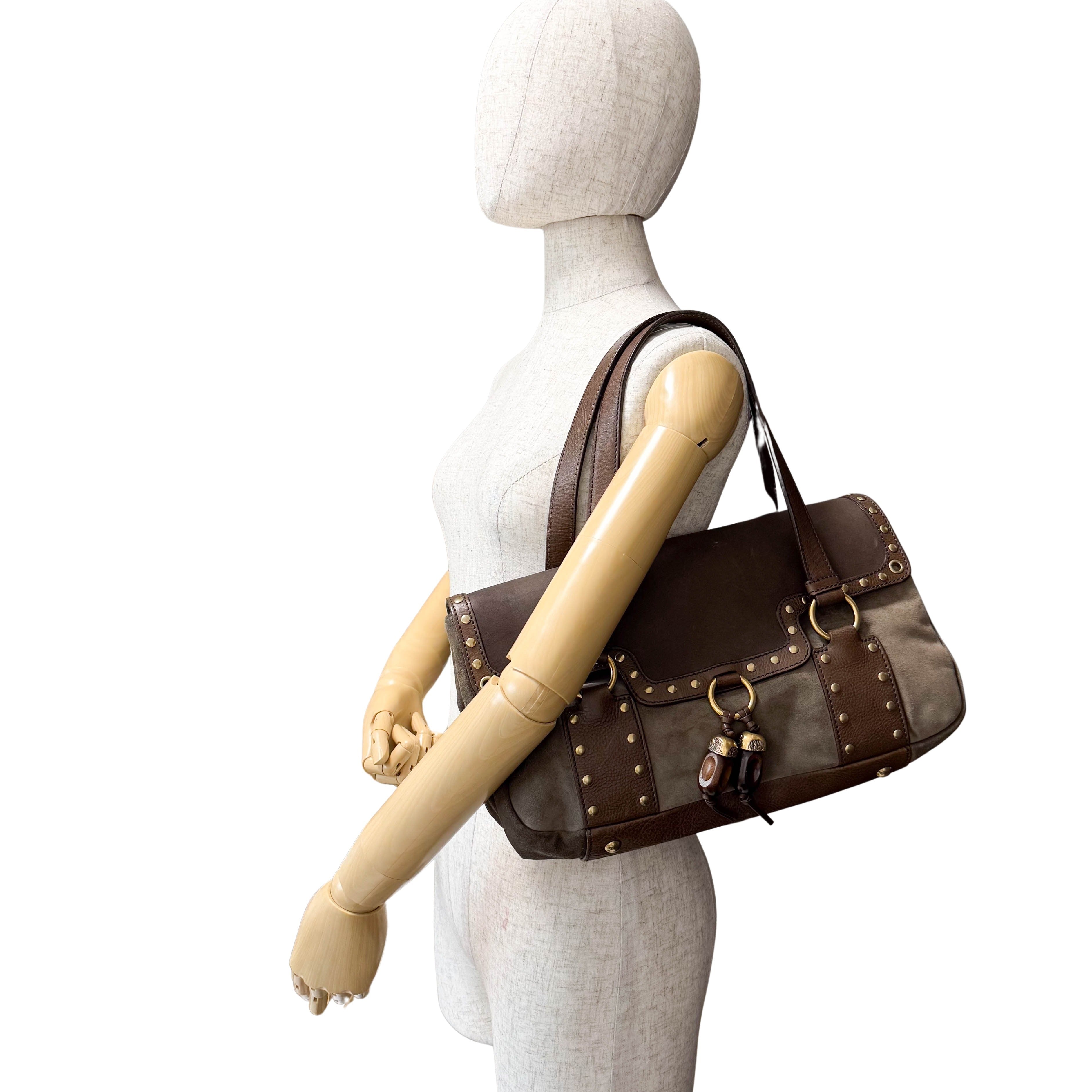 YSL Rive Gauche Brown Suede Shoulder Bag