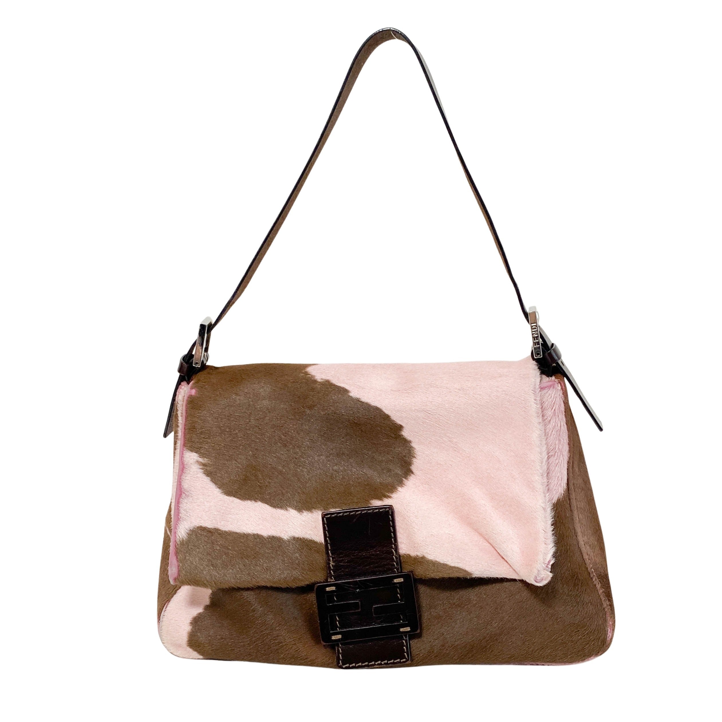 Mamma Baguette Pink Pony Hair Shoulder Bag
