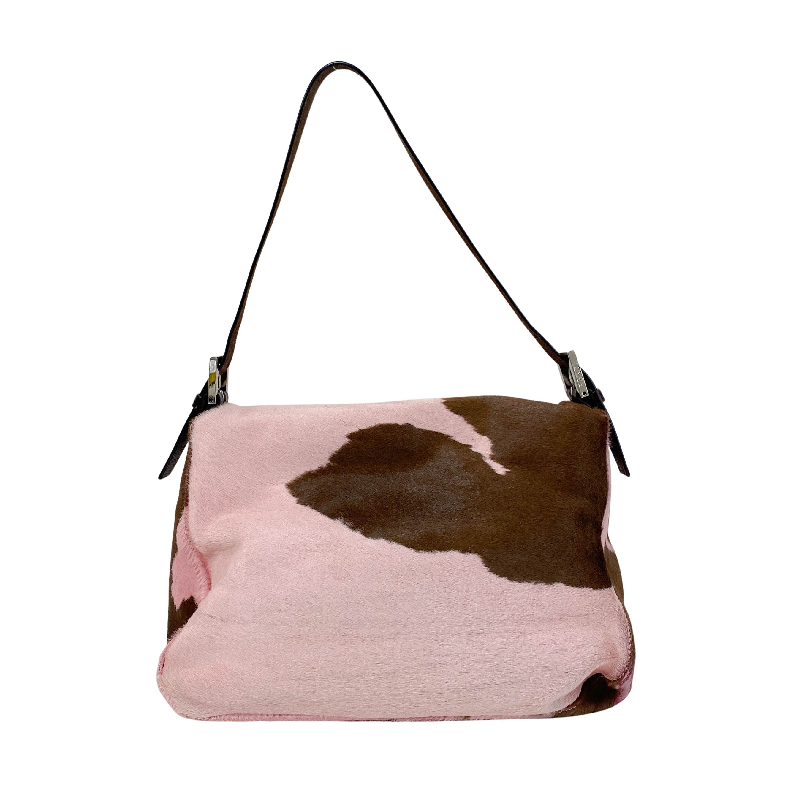 Mamma Baguette Pink Pony Hair Shoulder Bag
