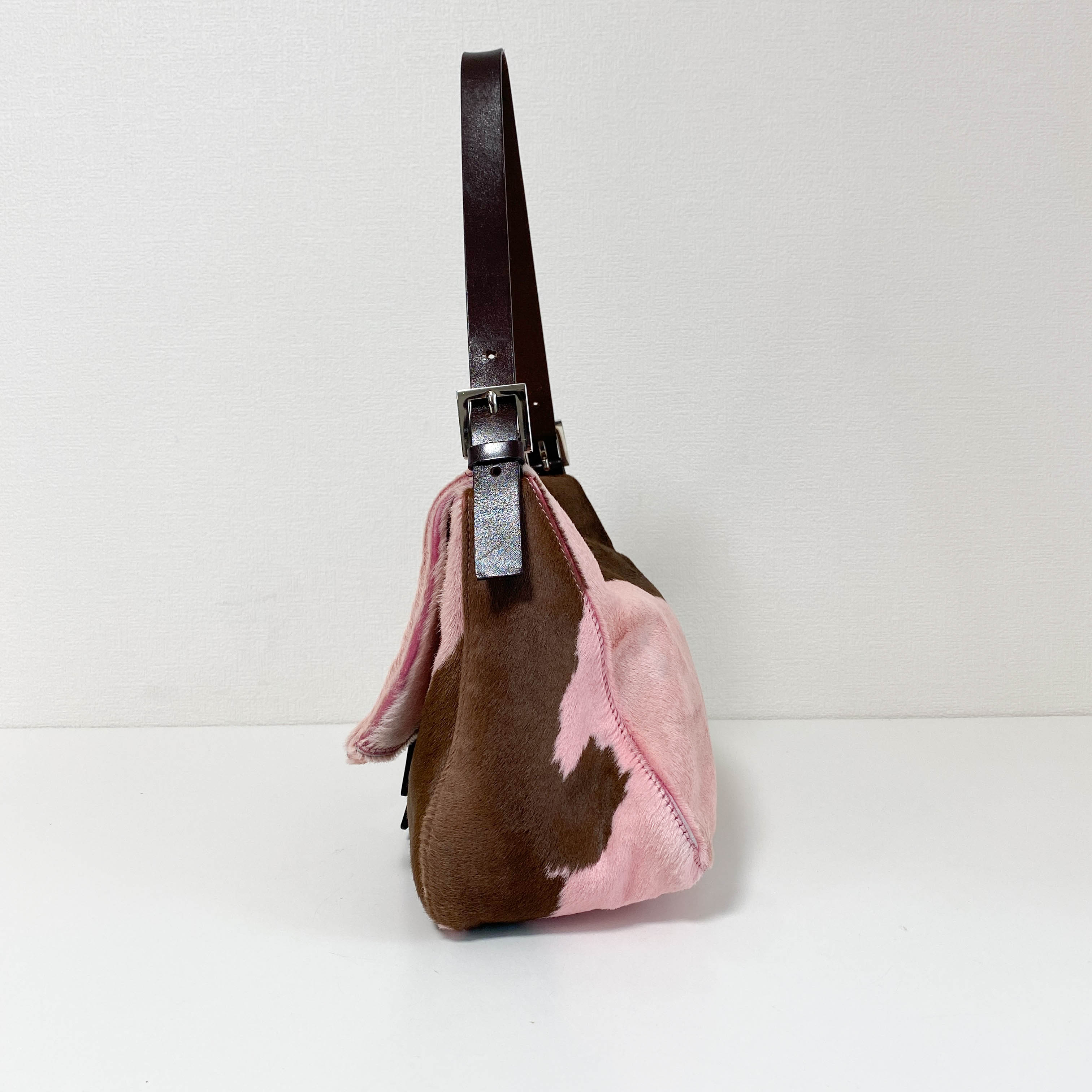 Mamma Baguette Pink Pony Hair Shoulder Bag