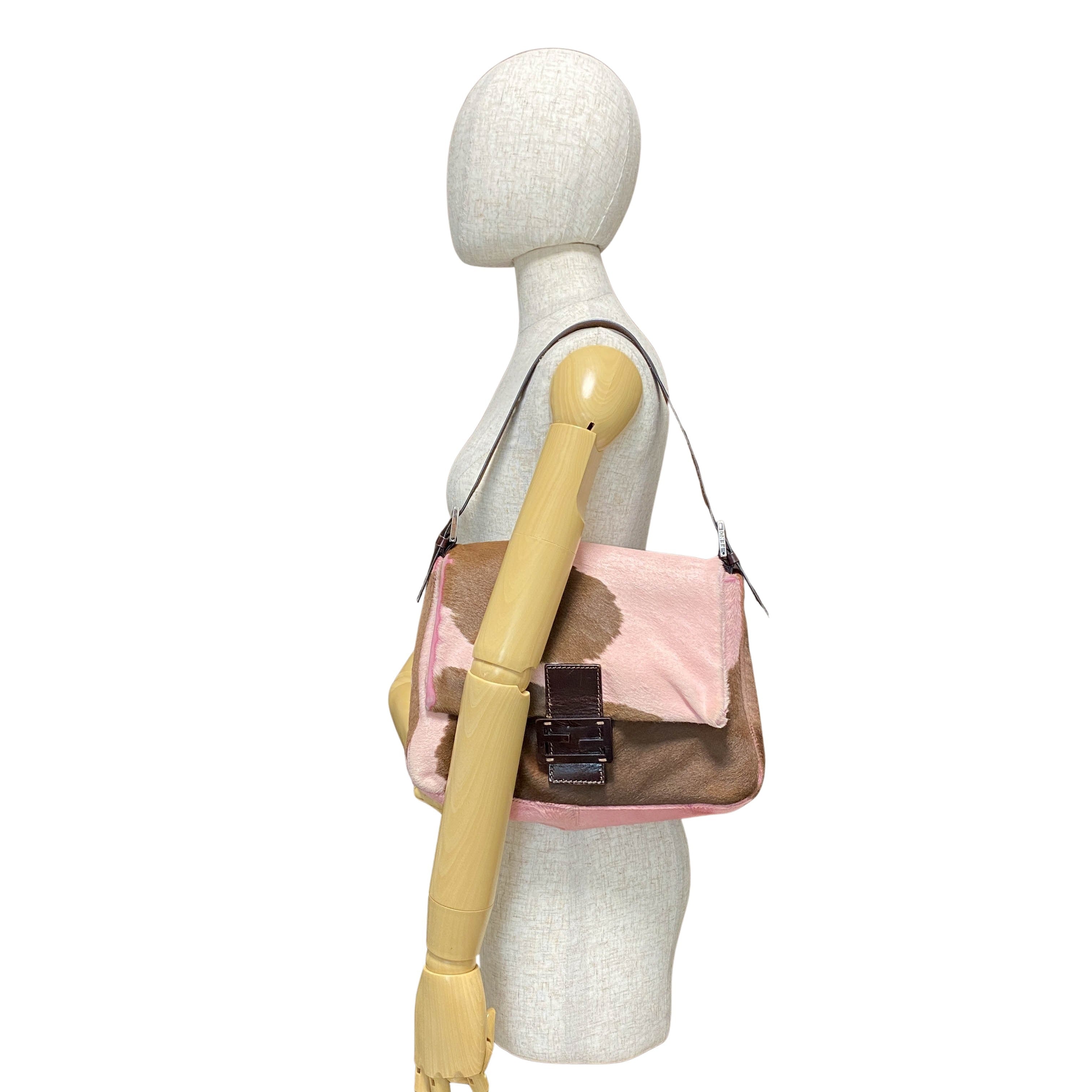 Mamma Baguette Pink Pony Hair Shoulder Bag