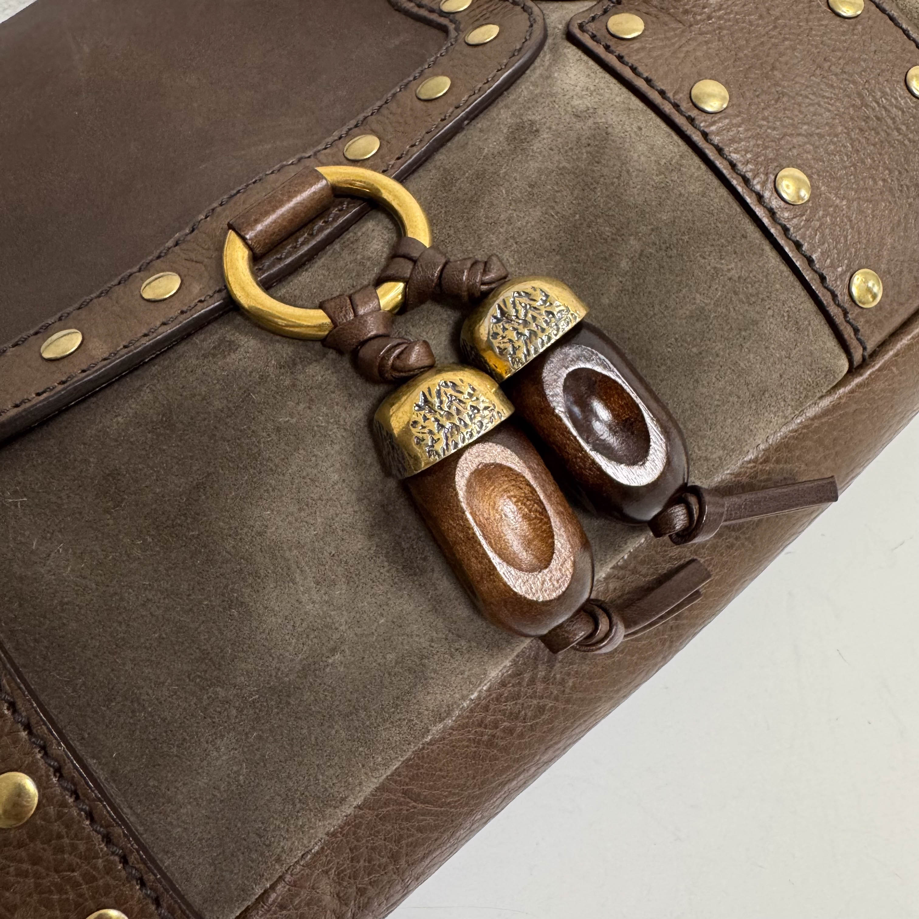 YSL Rive Gauche Brown Suede Shoulder Bag