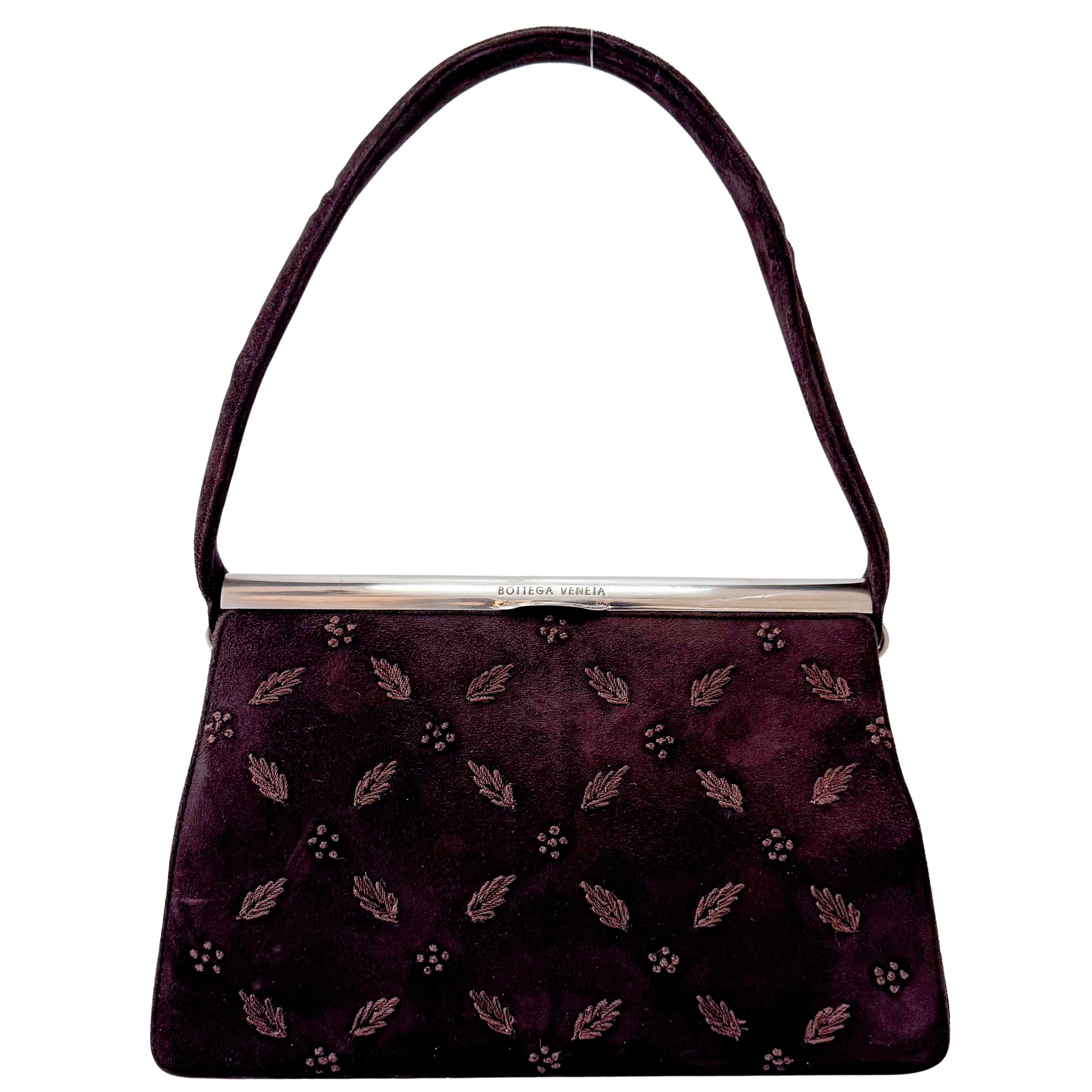 Brown Suede Embroidered Hnadbag