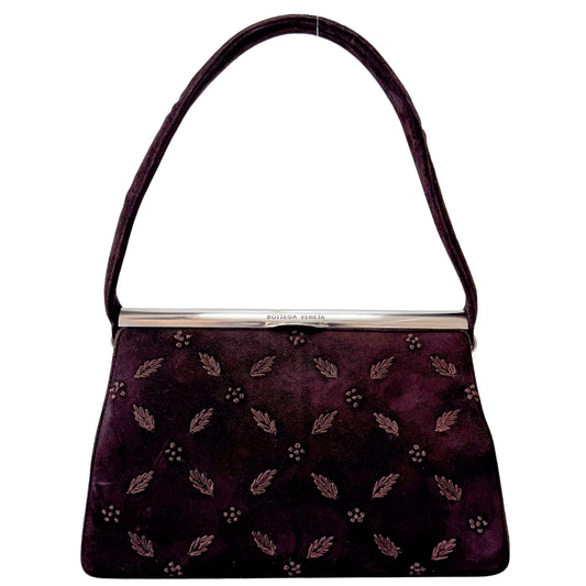Brown Suede Embroidered Hnadbag