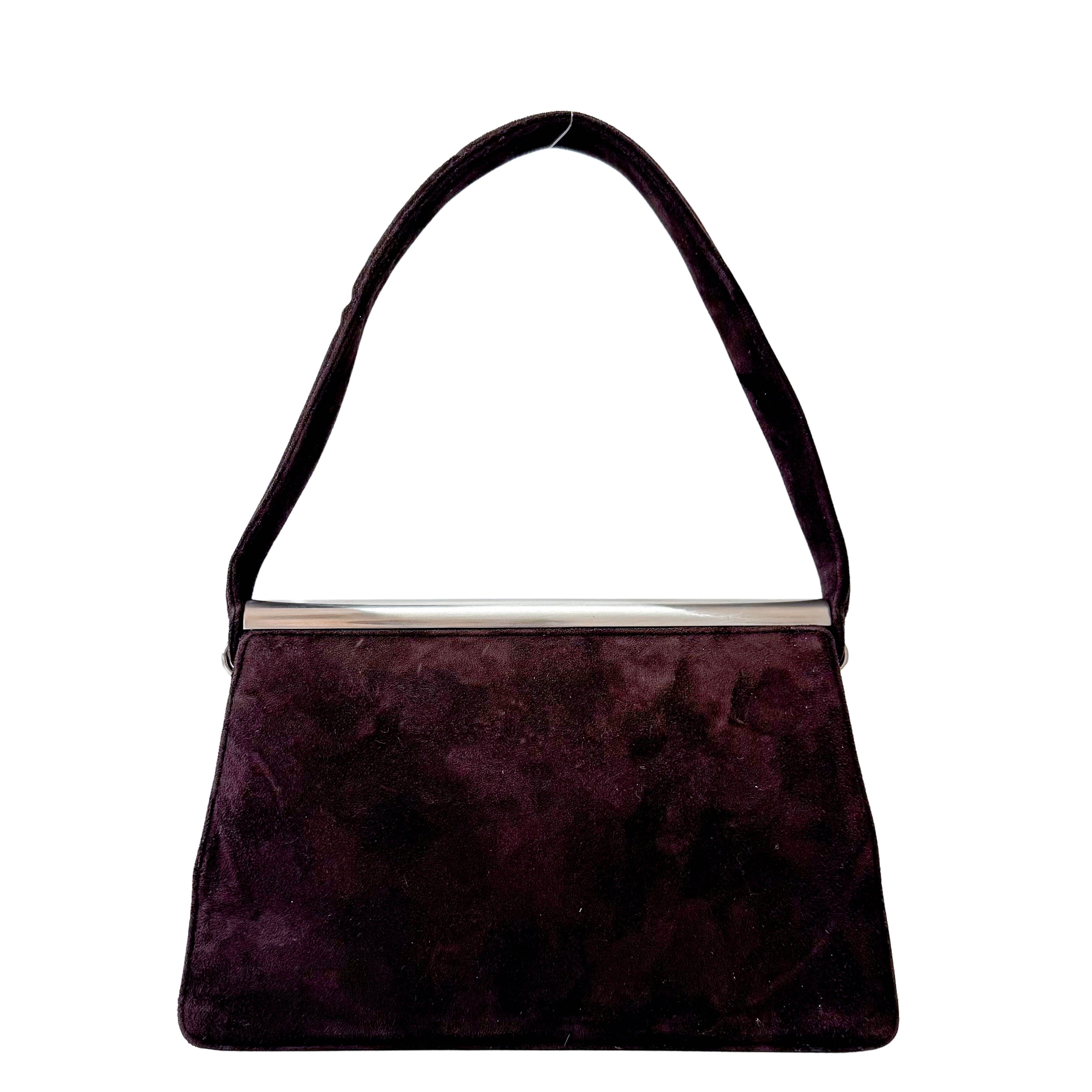 Brown Suede Embroidered Hnadbag