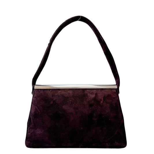 Brown Suede Embroidered Hnadbag