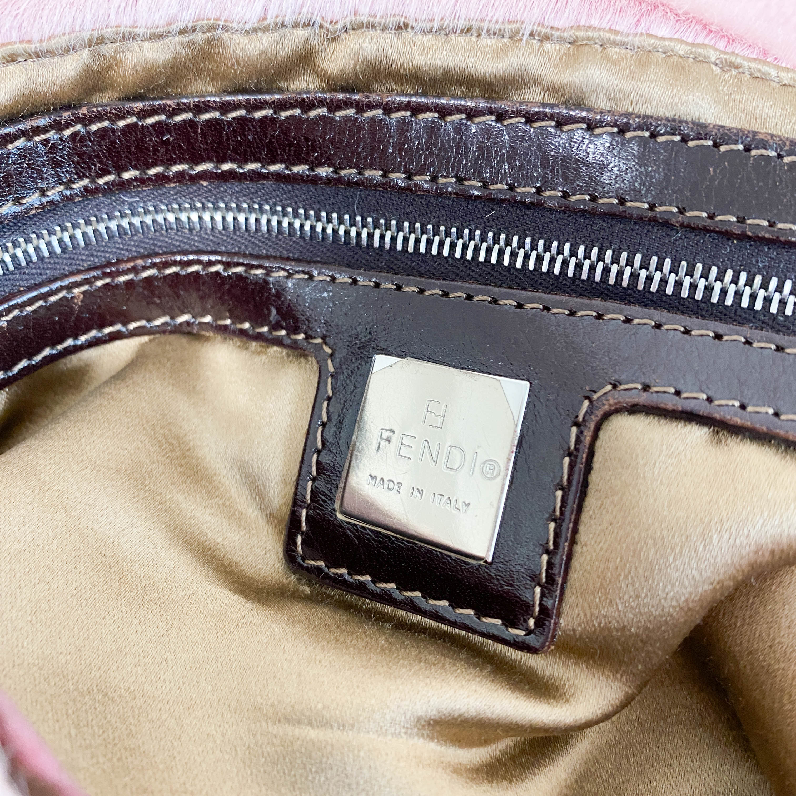 Mamma Baguette Pink Pony Hair Shoulder Bag