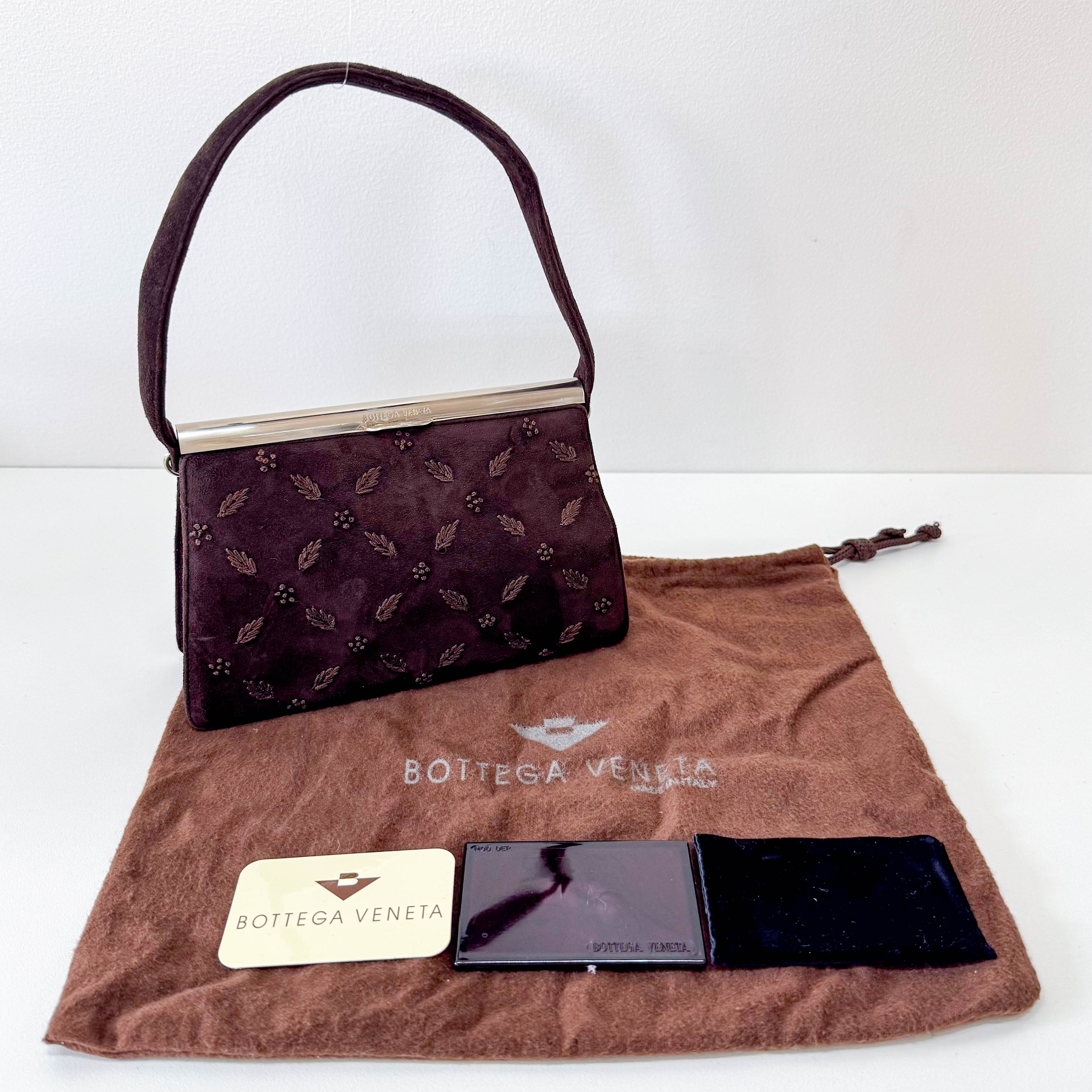 Brown Suede Embroidered Hnadbag