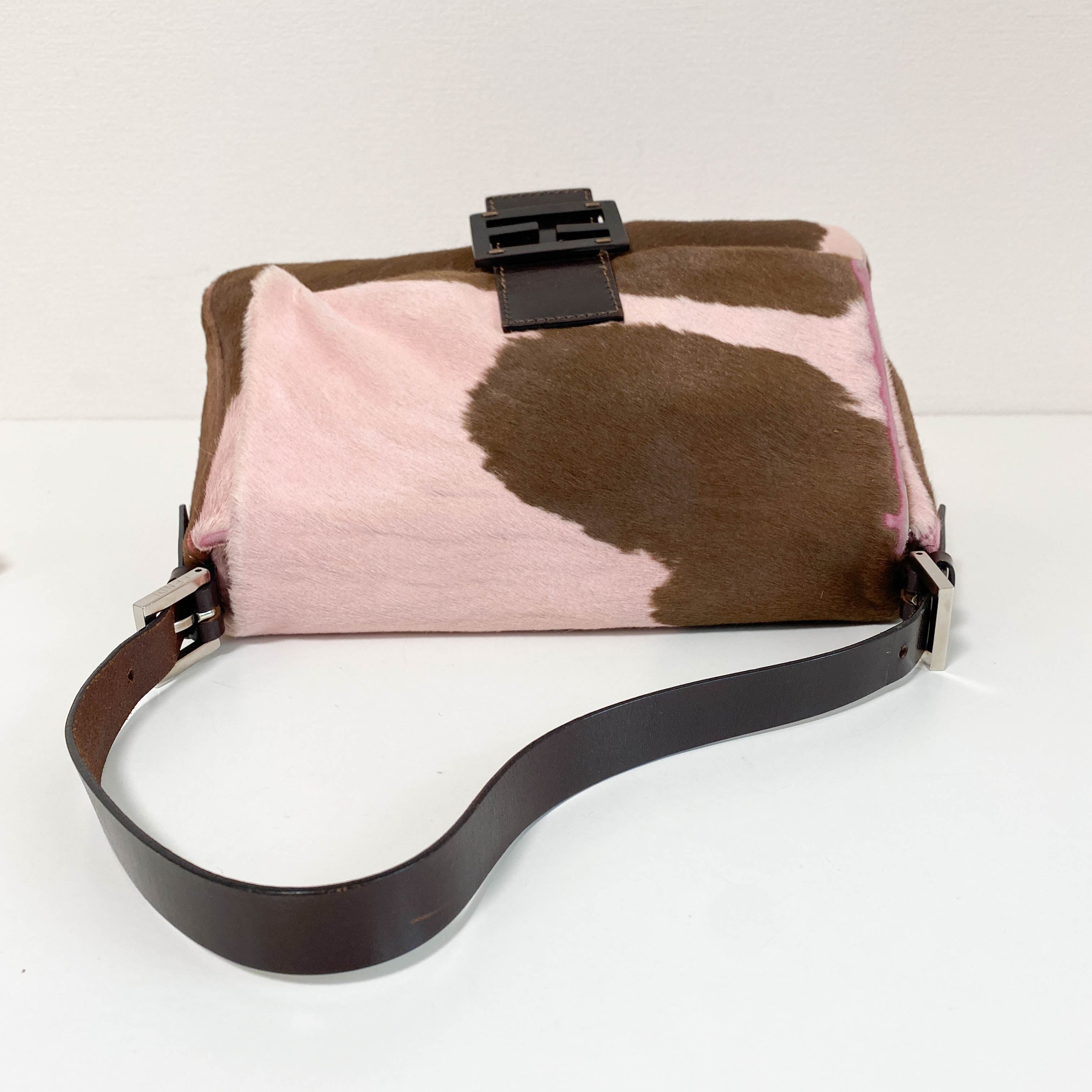 Mamma Baguette Pink Pony Hair Shoulder Bag