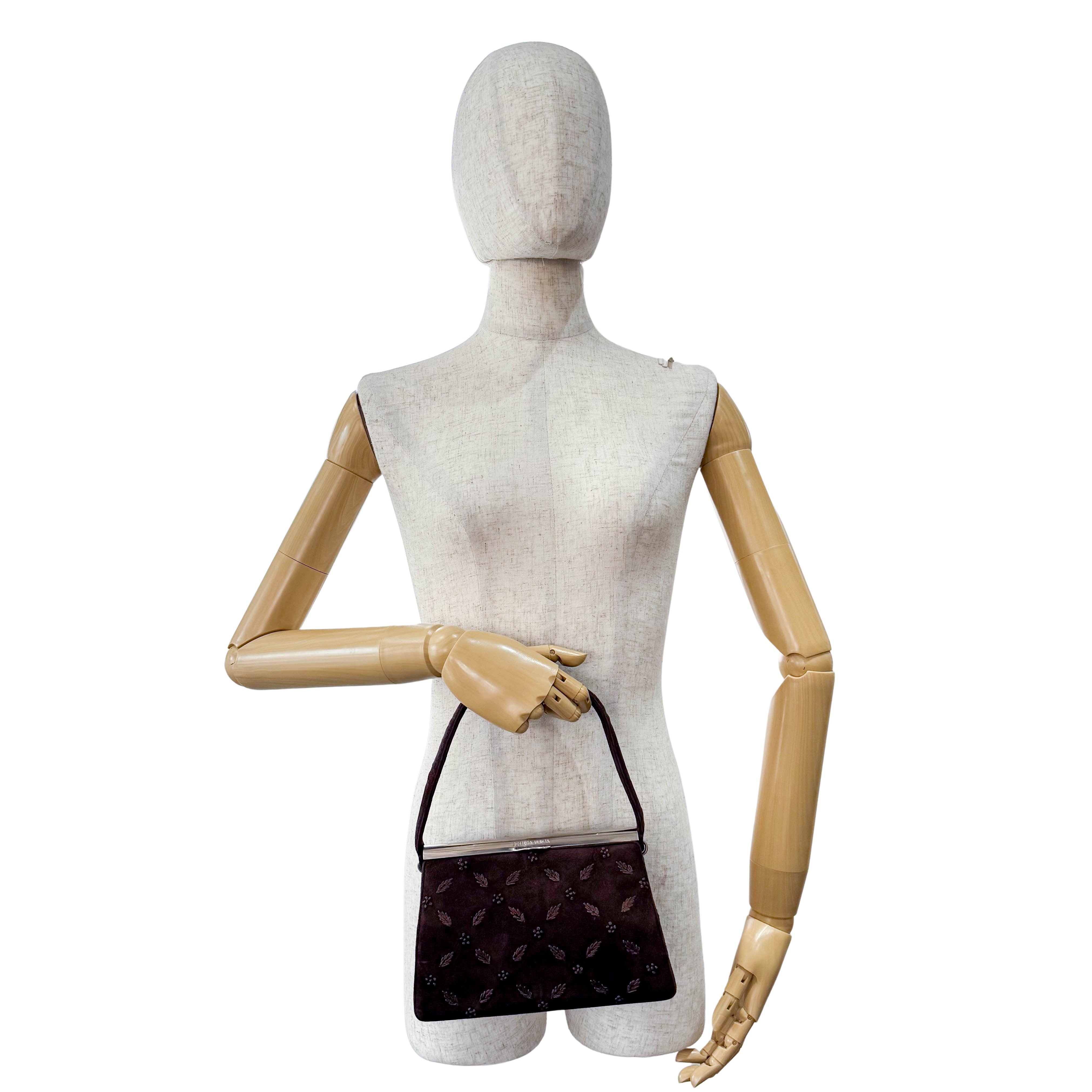 Brown Suede Embroidered Hnadbag