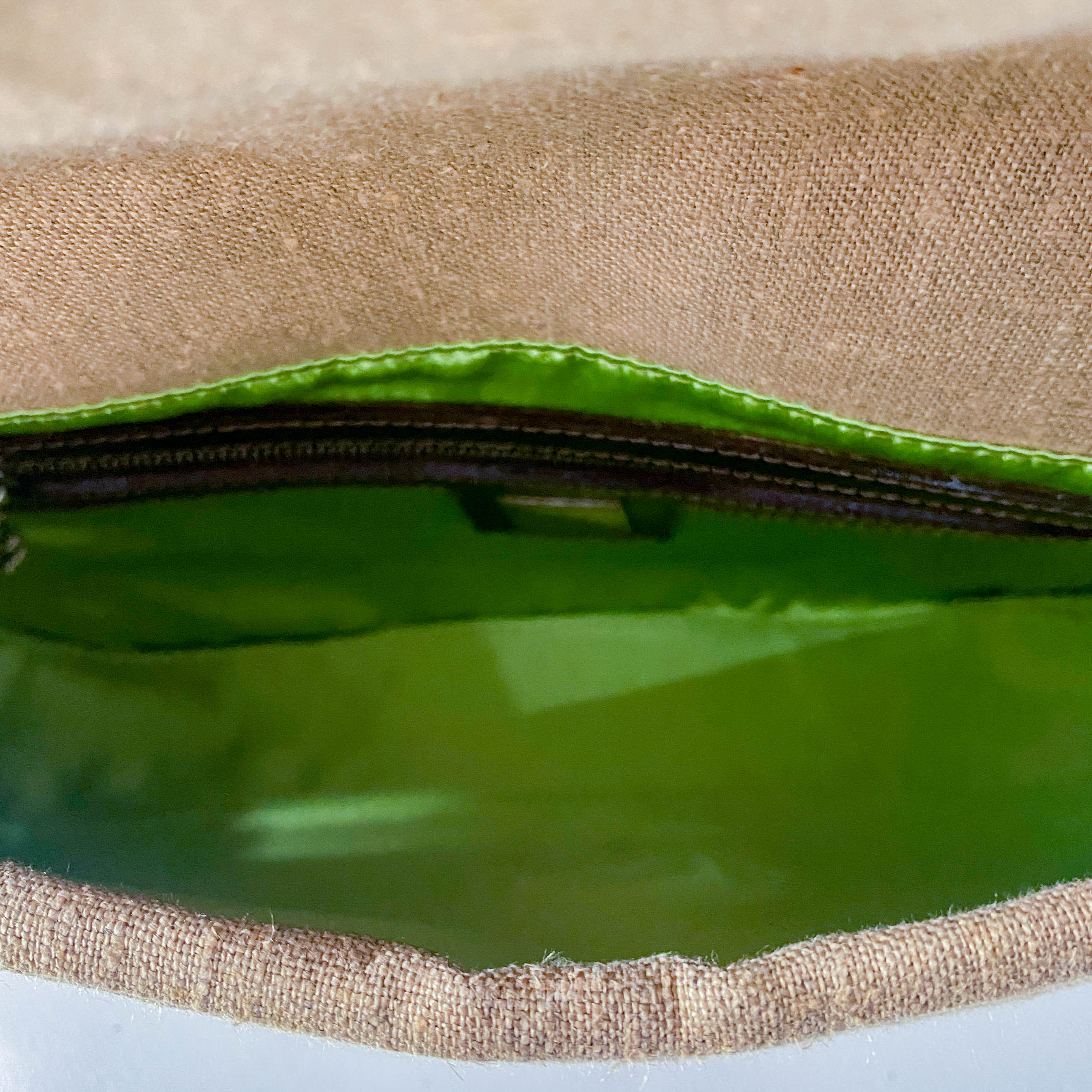 Multicolor Rhinestones in Beige Canvas Baguette Bag