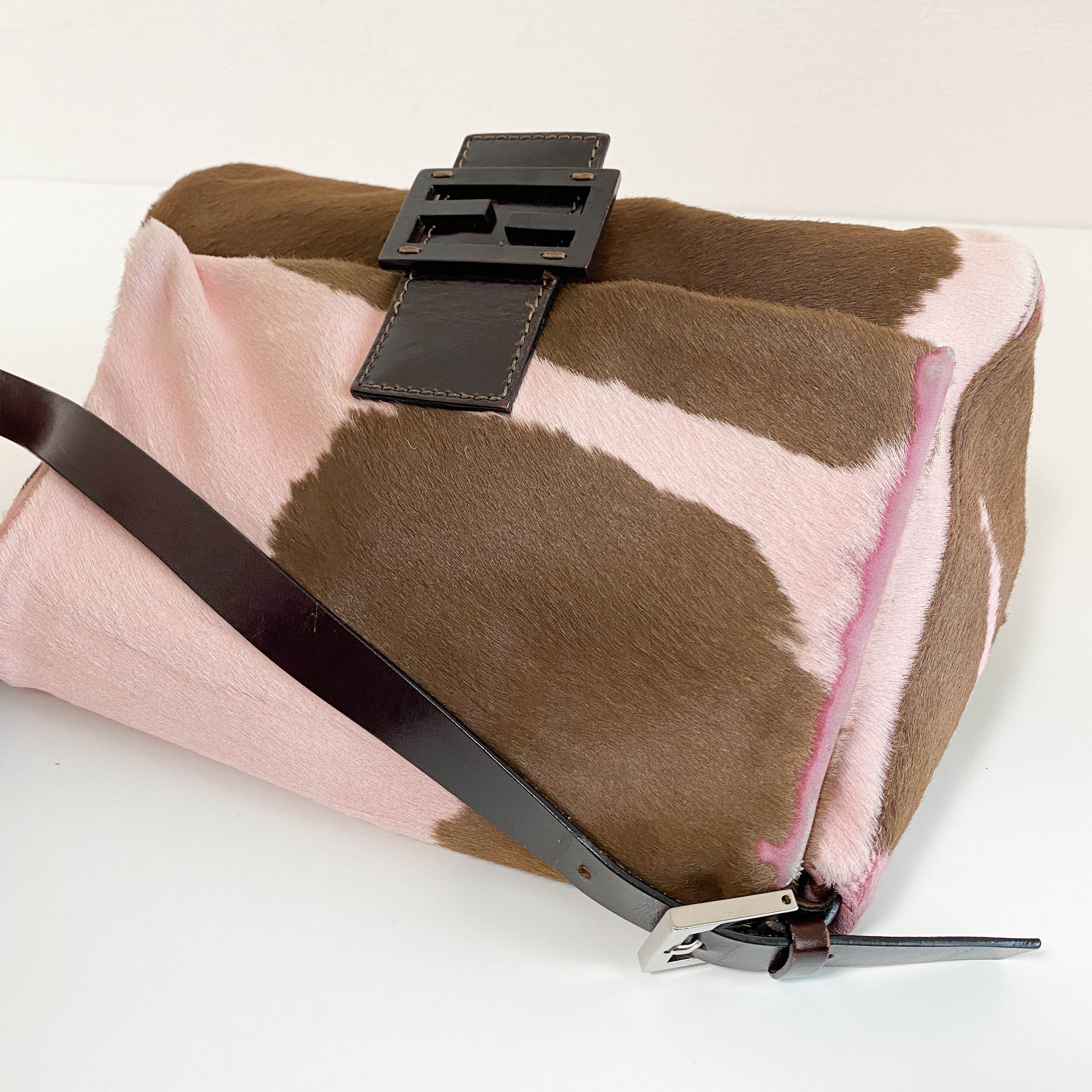 Mamma Baguette Pink Pony Hair Shoulder Bag