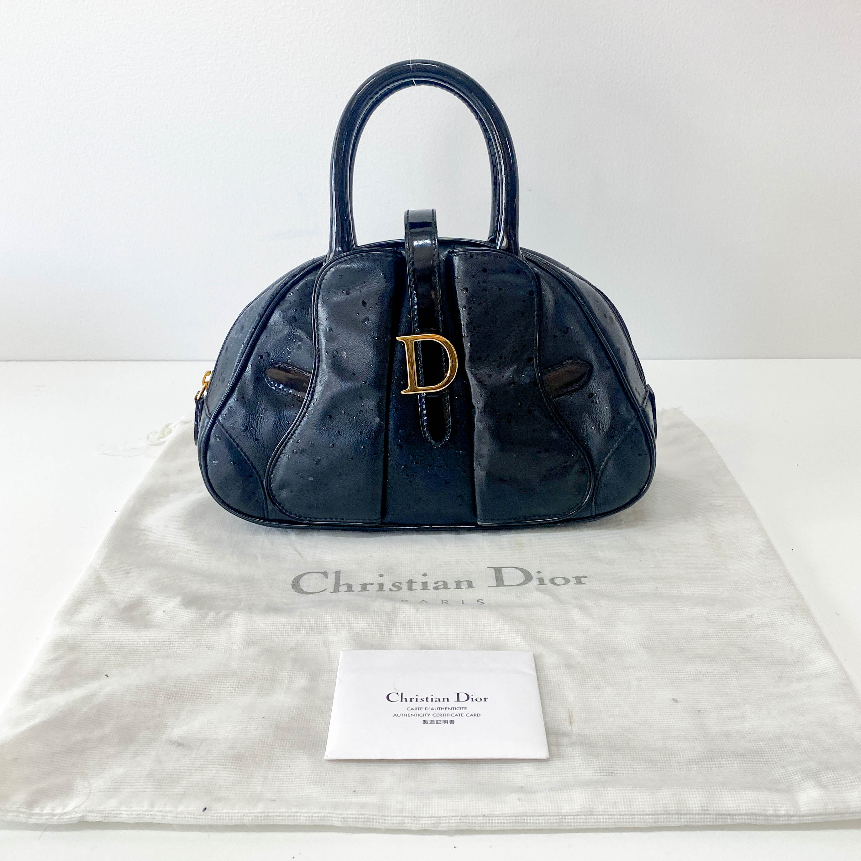 Mini Sadle Bowler Black Leather Bag