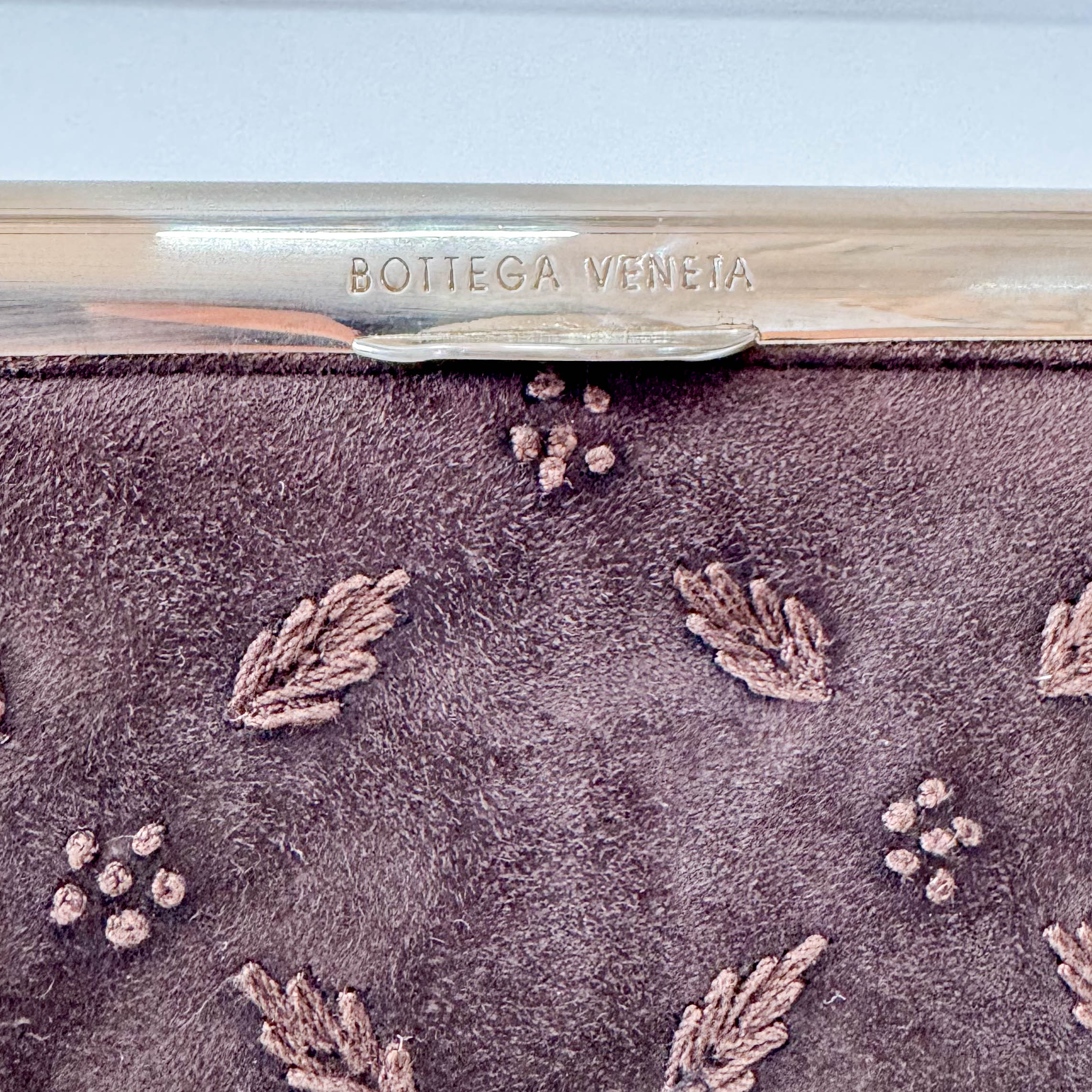 Brown Suede Embroidered Hnadbag