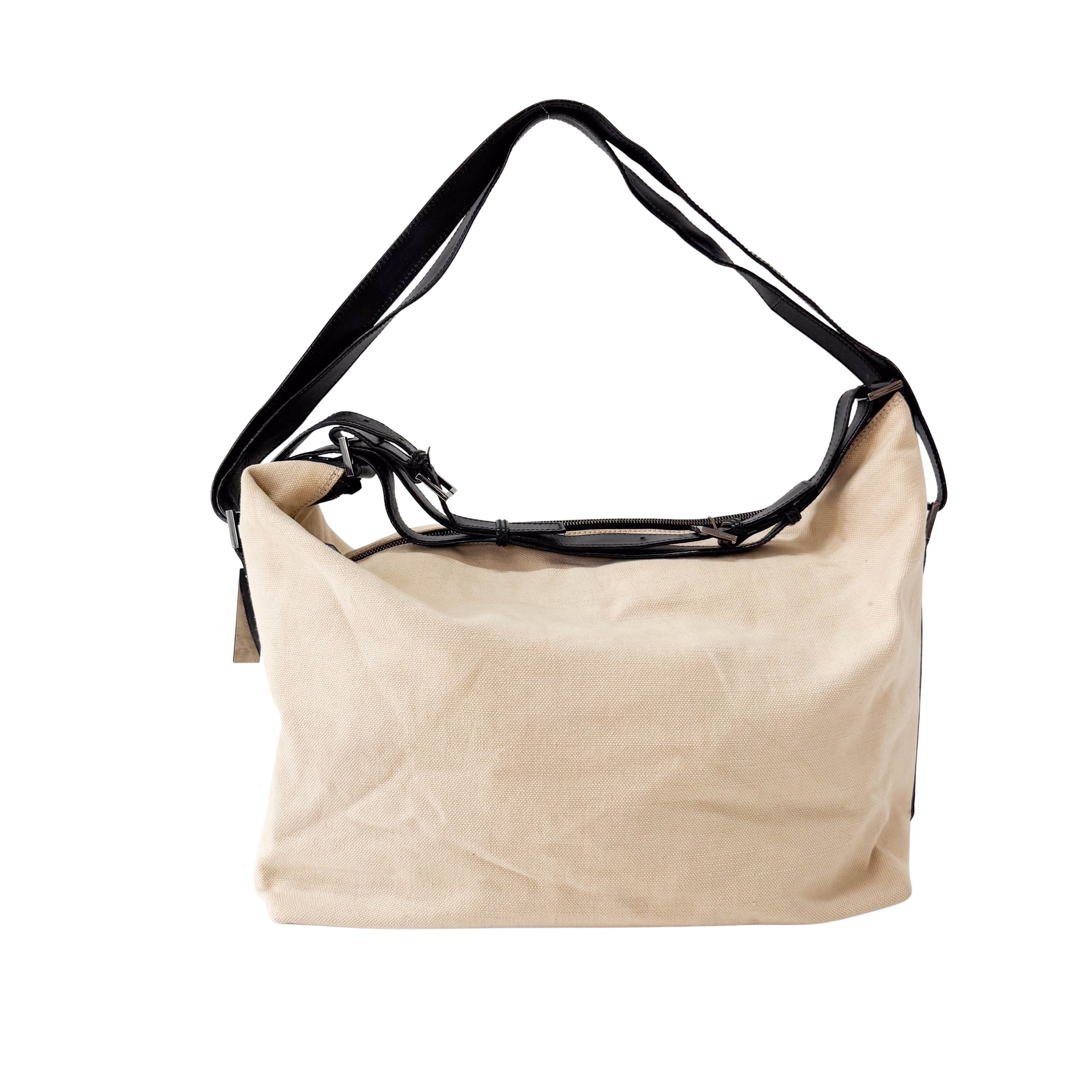 Cotton Canvas Hobo Large Shoulder Bag