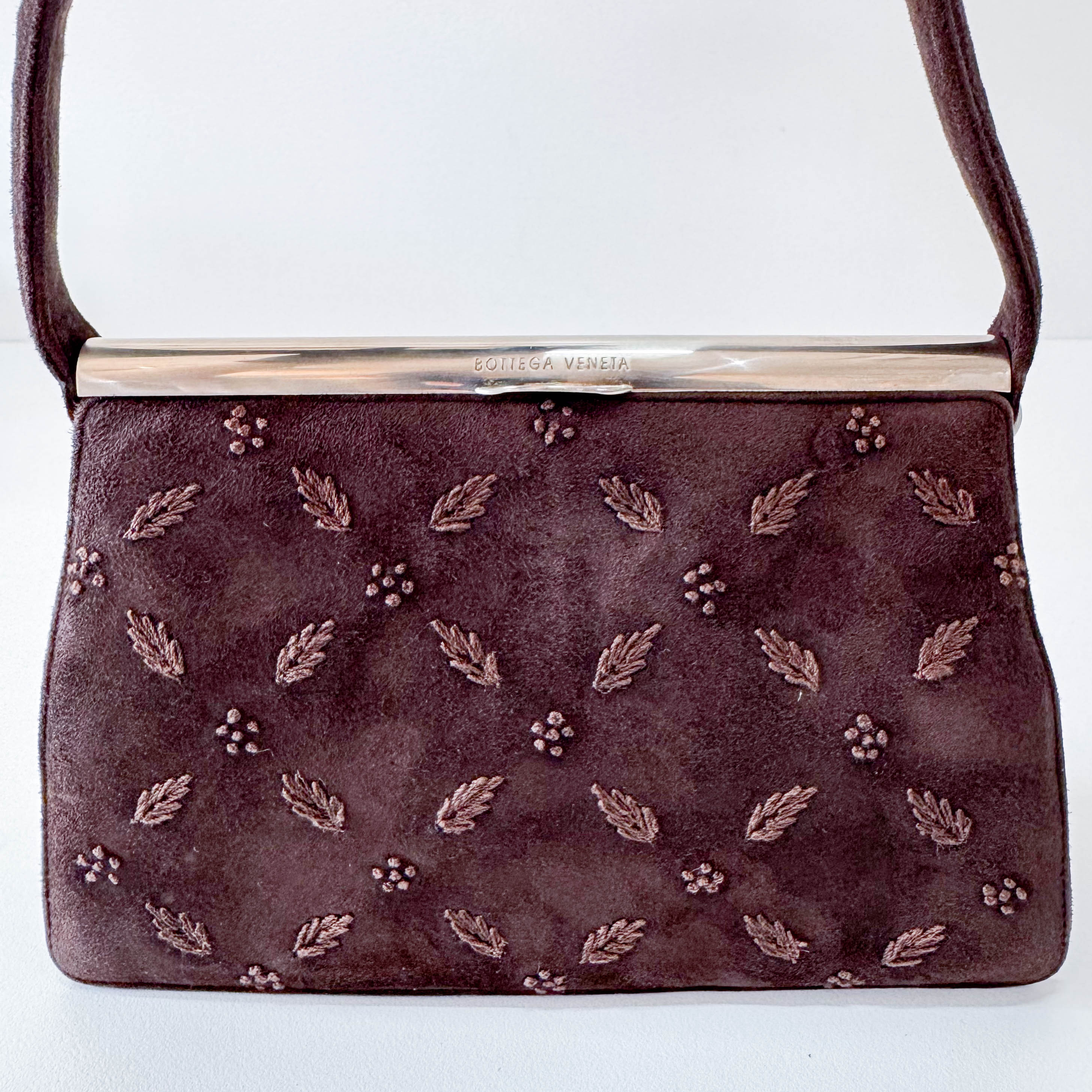 Brown Suede Embroidered Hnadbag