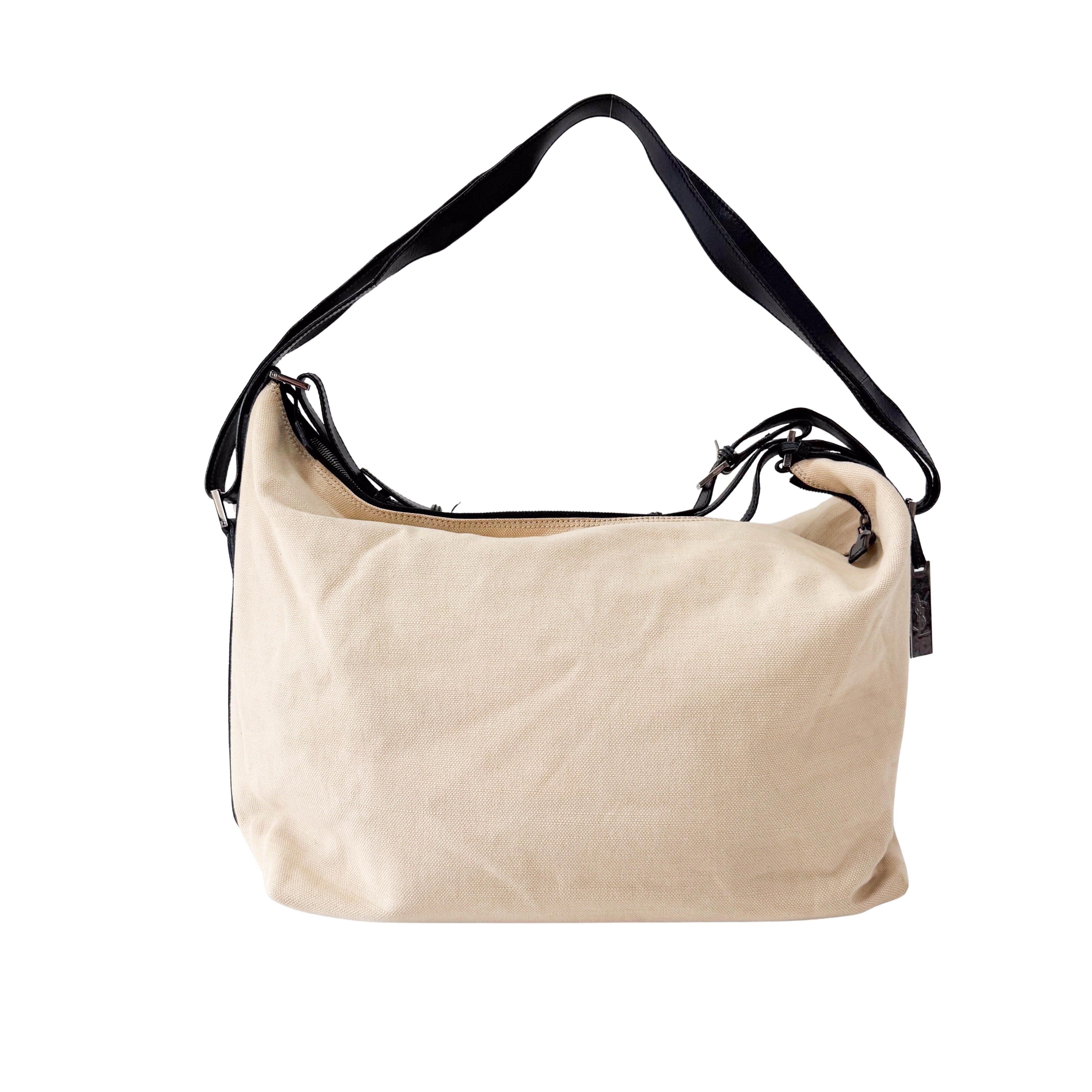 Cotton Canvas Hobo Large Shoulder Bag