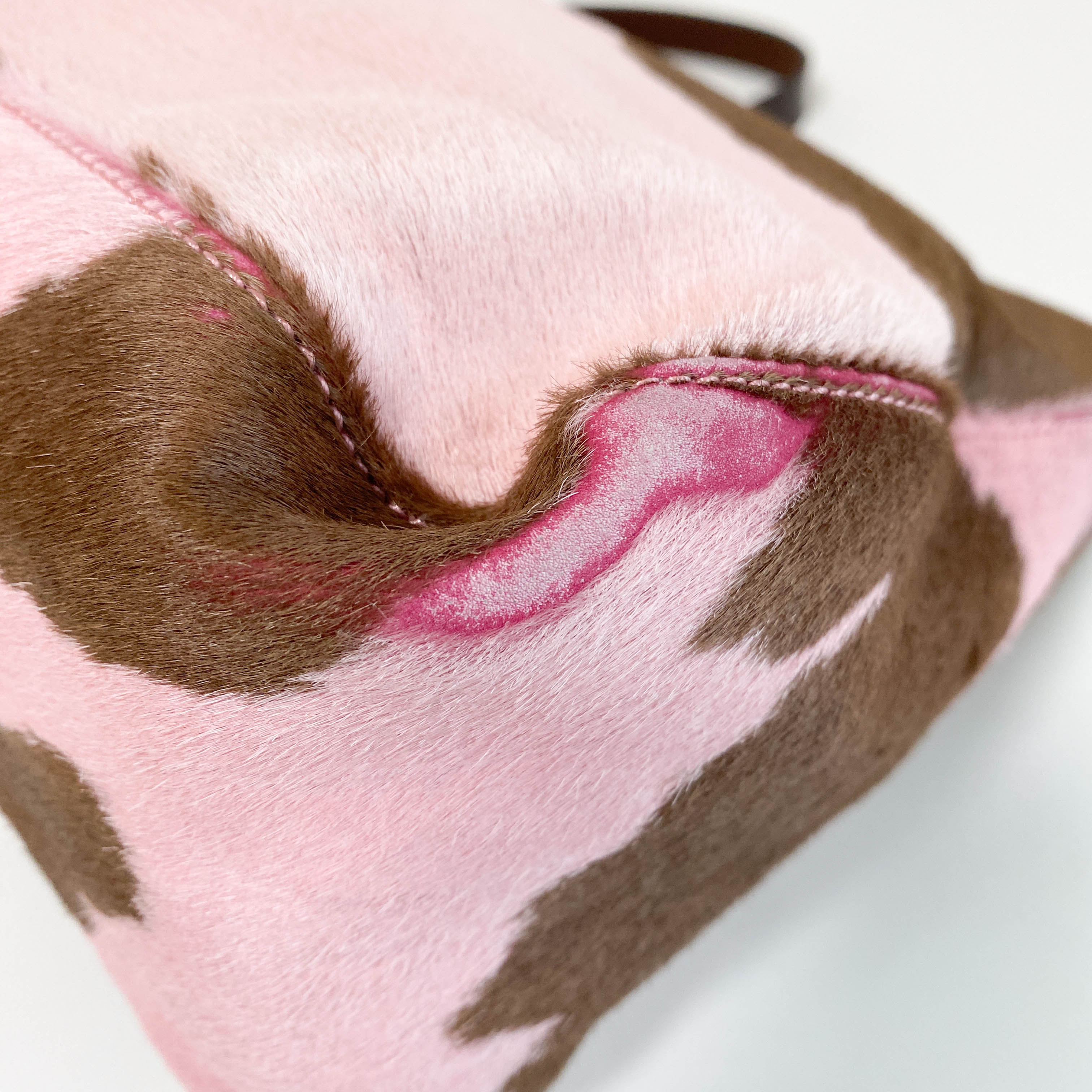 Mamma Baguette Pink Pony Hair Shoulder Bag