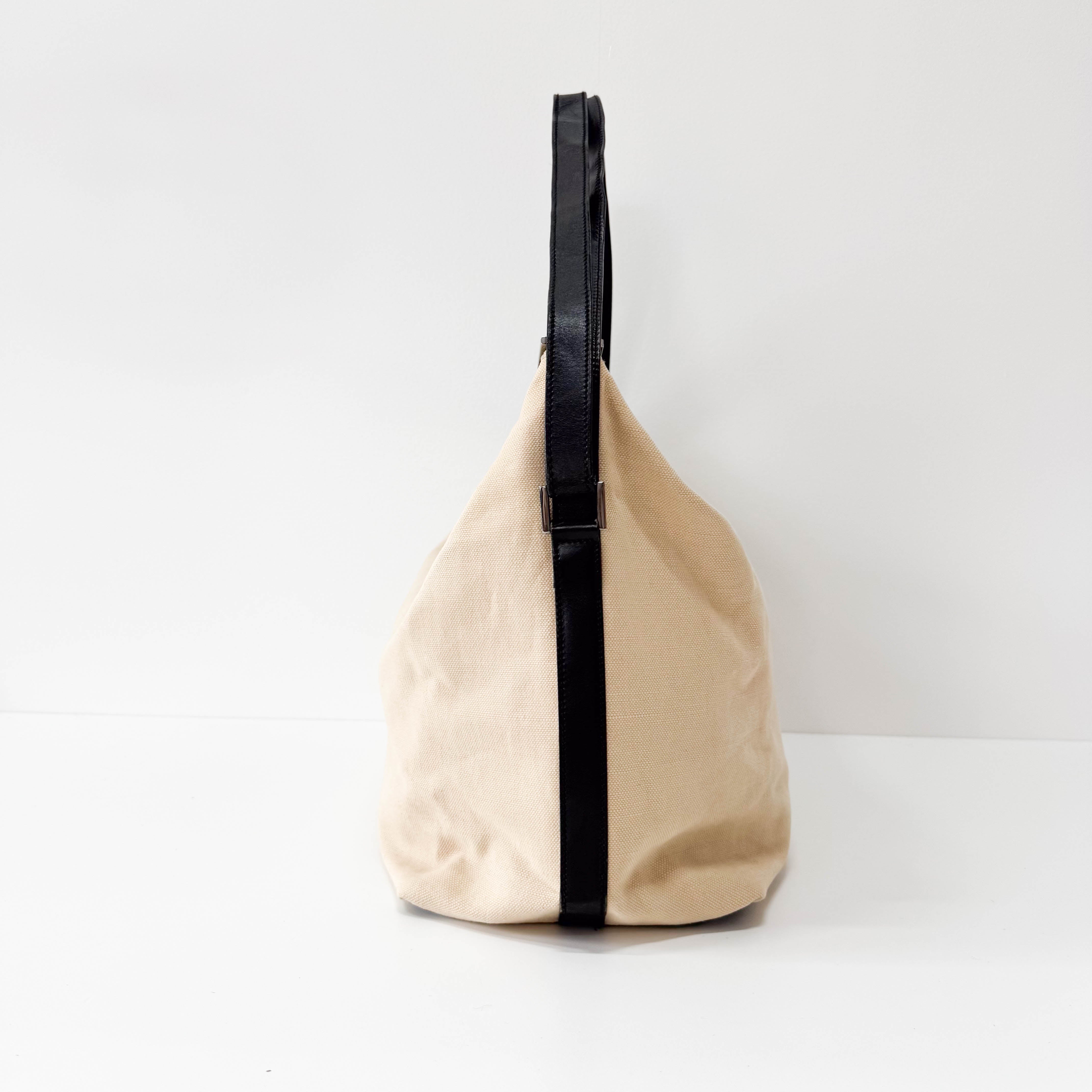 Cotton Canvas Hobo Large Shoulder Bag