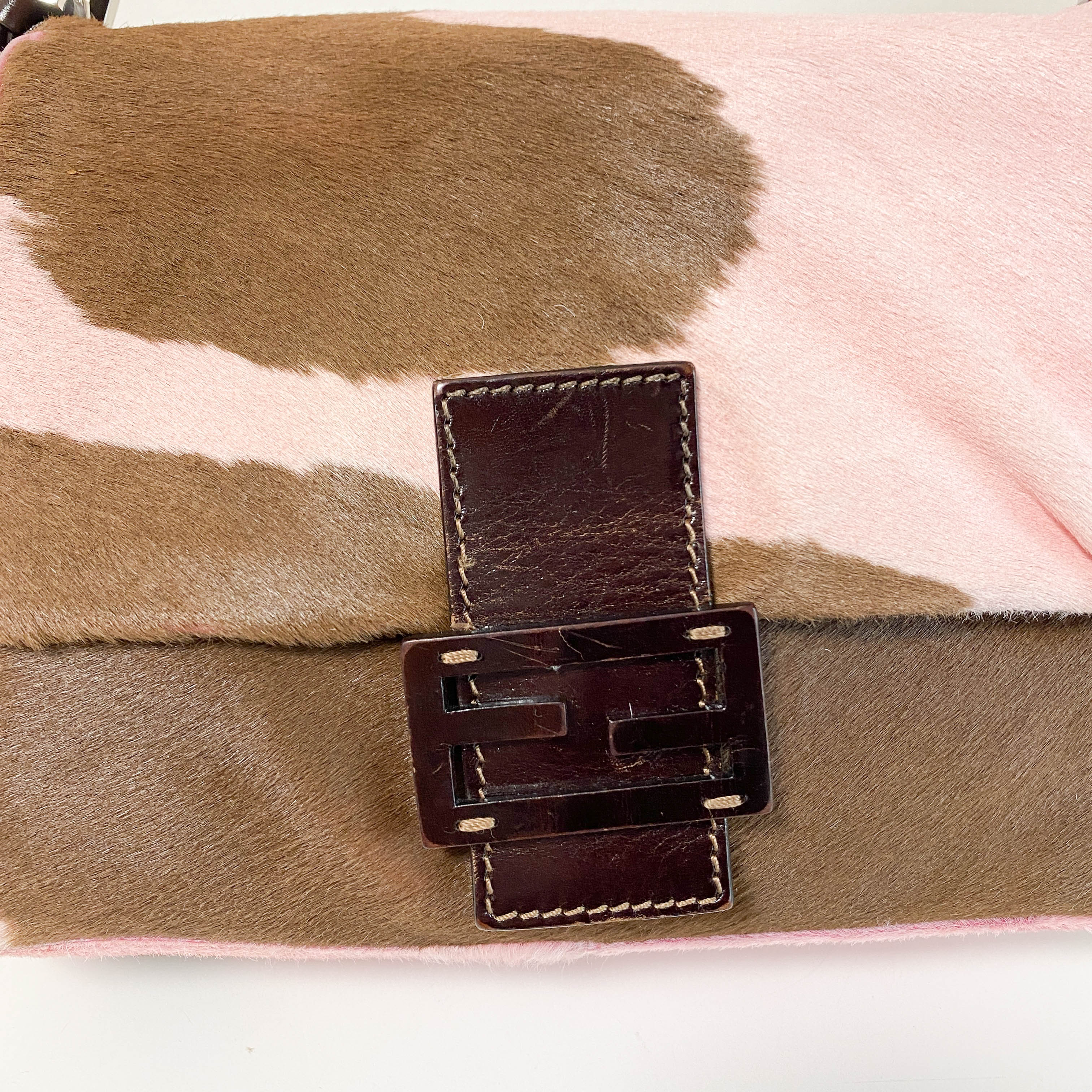 Mamma Baguette Pink Pony Hair Shoulder Bag