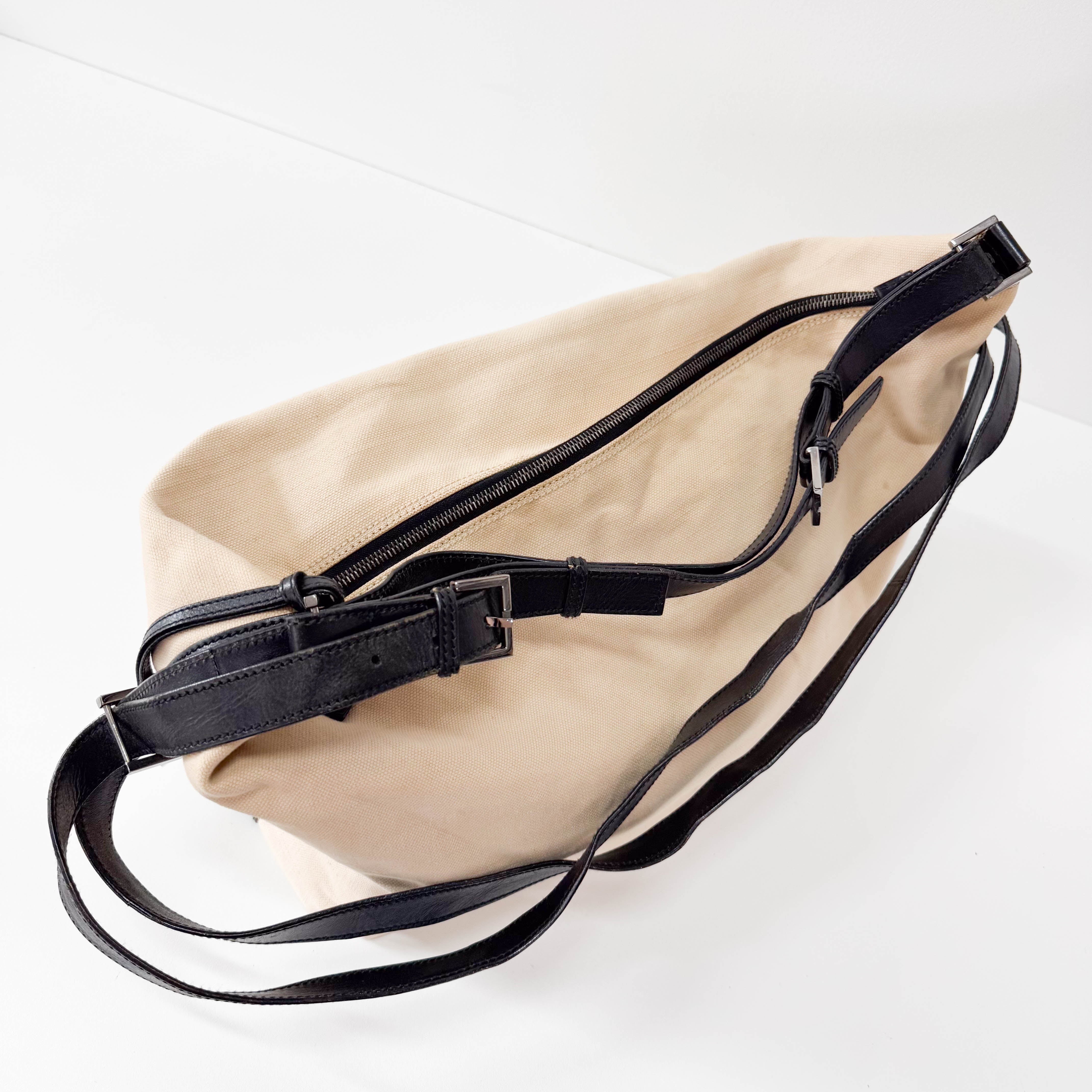 Cotton Canvas Hobo Large Shoulder Bag