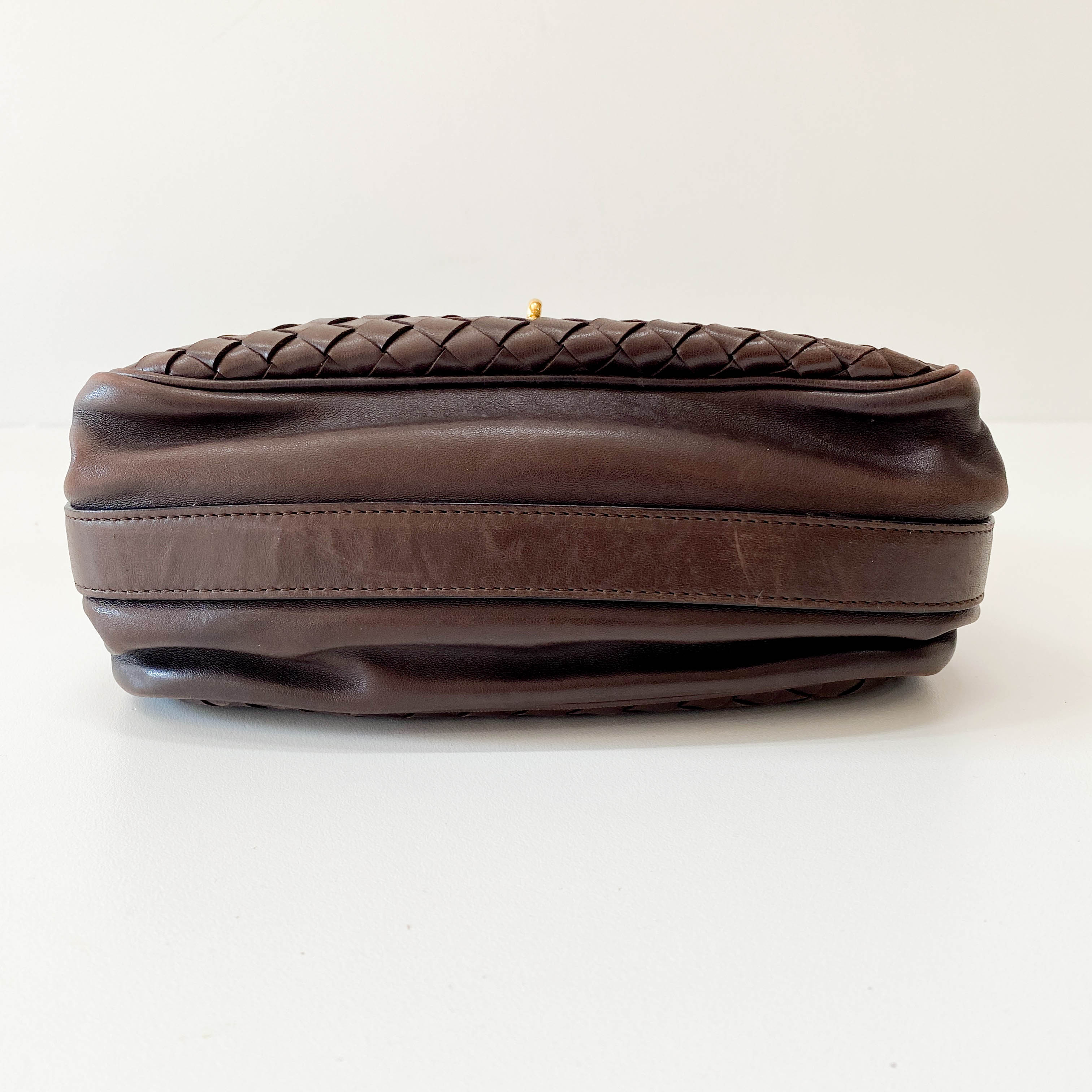 Intrecciato Brown Calfskin Shoulder Bag