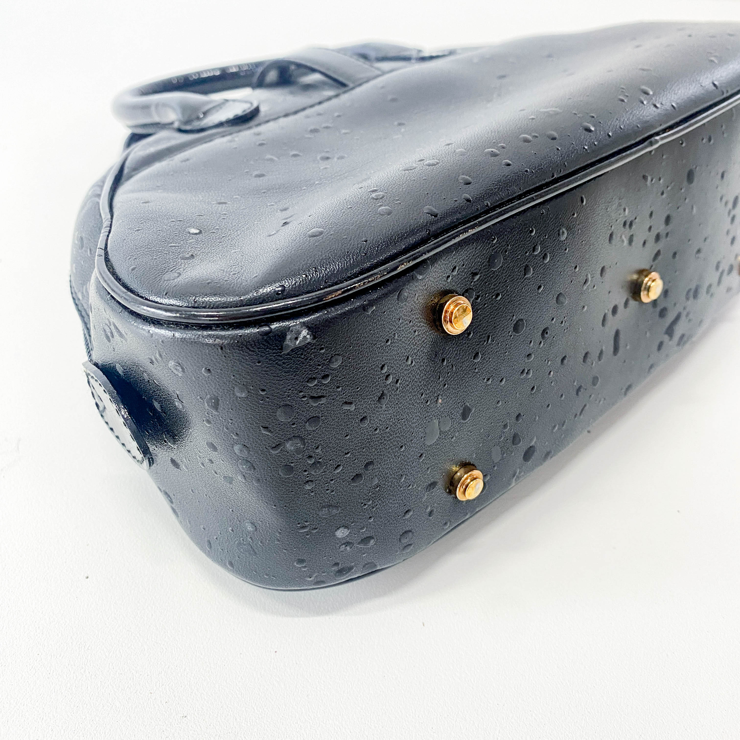 Mini Sadle Bowler Black Leather Bag