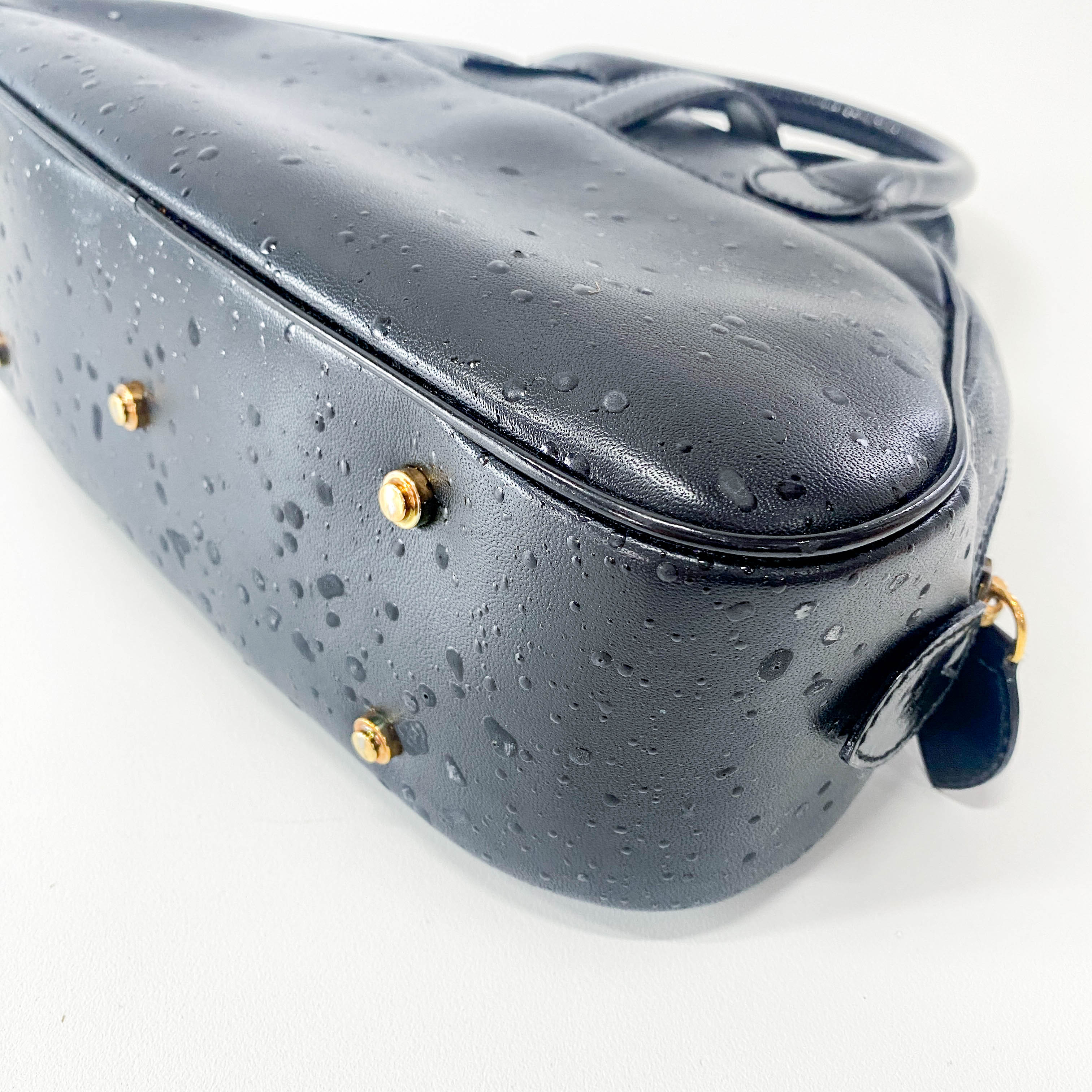 Mini Sadle Bowler Black Leather Bag