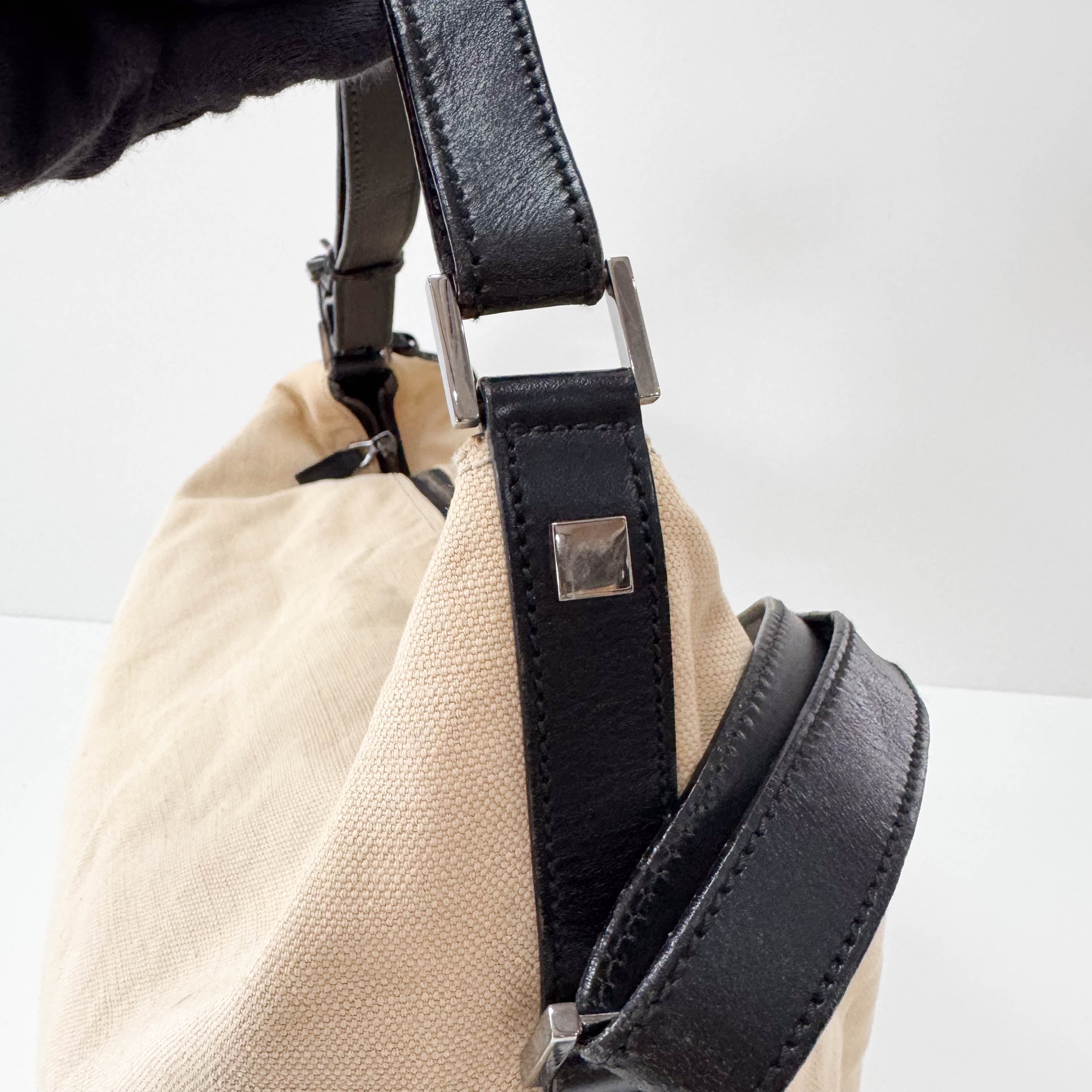 Cotton Canvas Hobo Large Shoulder Bag