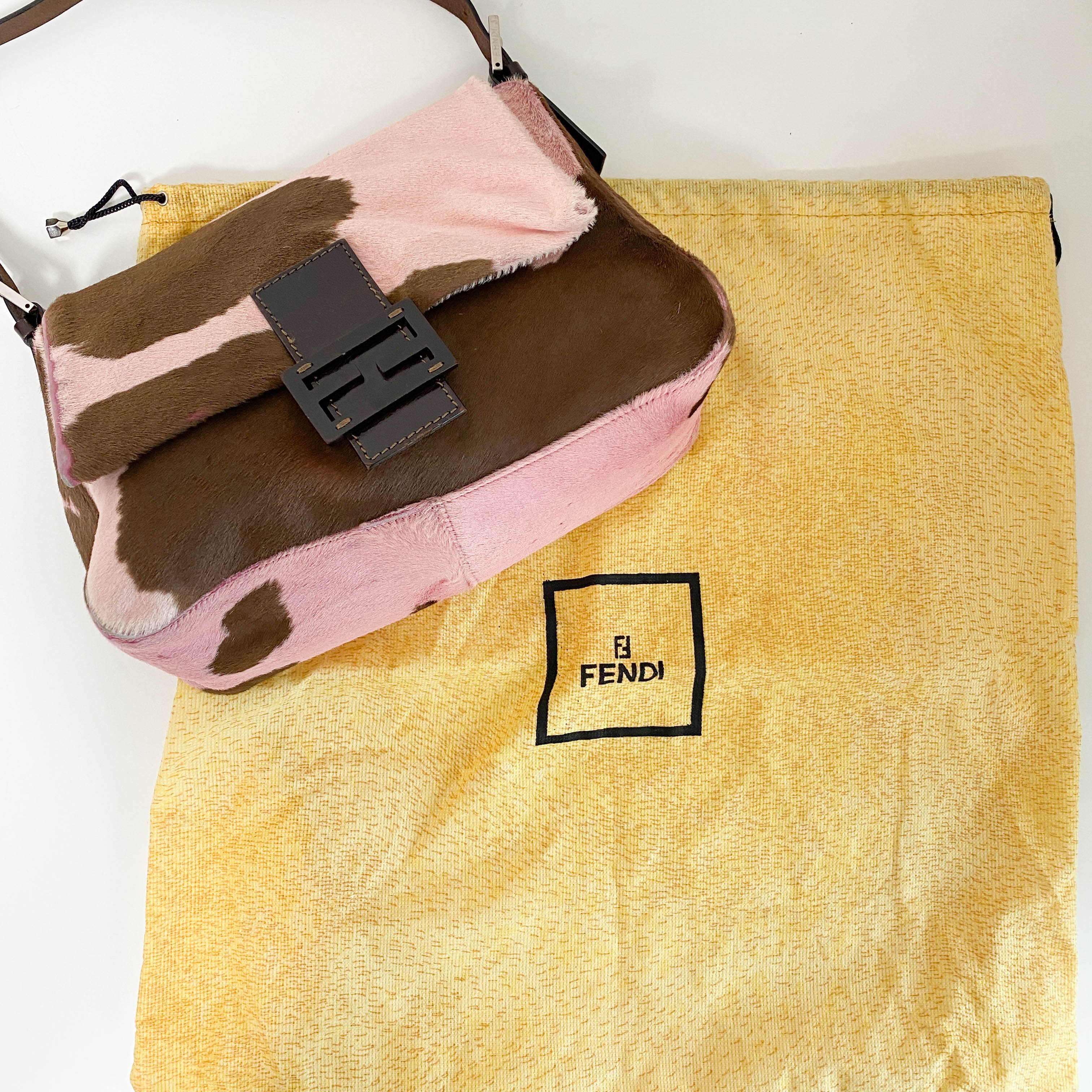 Mamma Baguette Pink Pony Hair Shoulder Bag