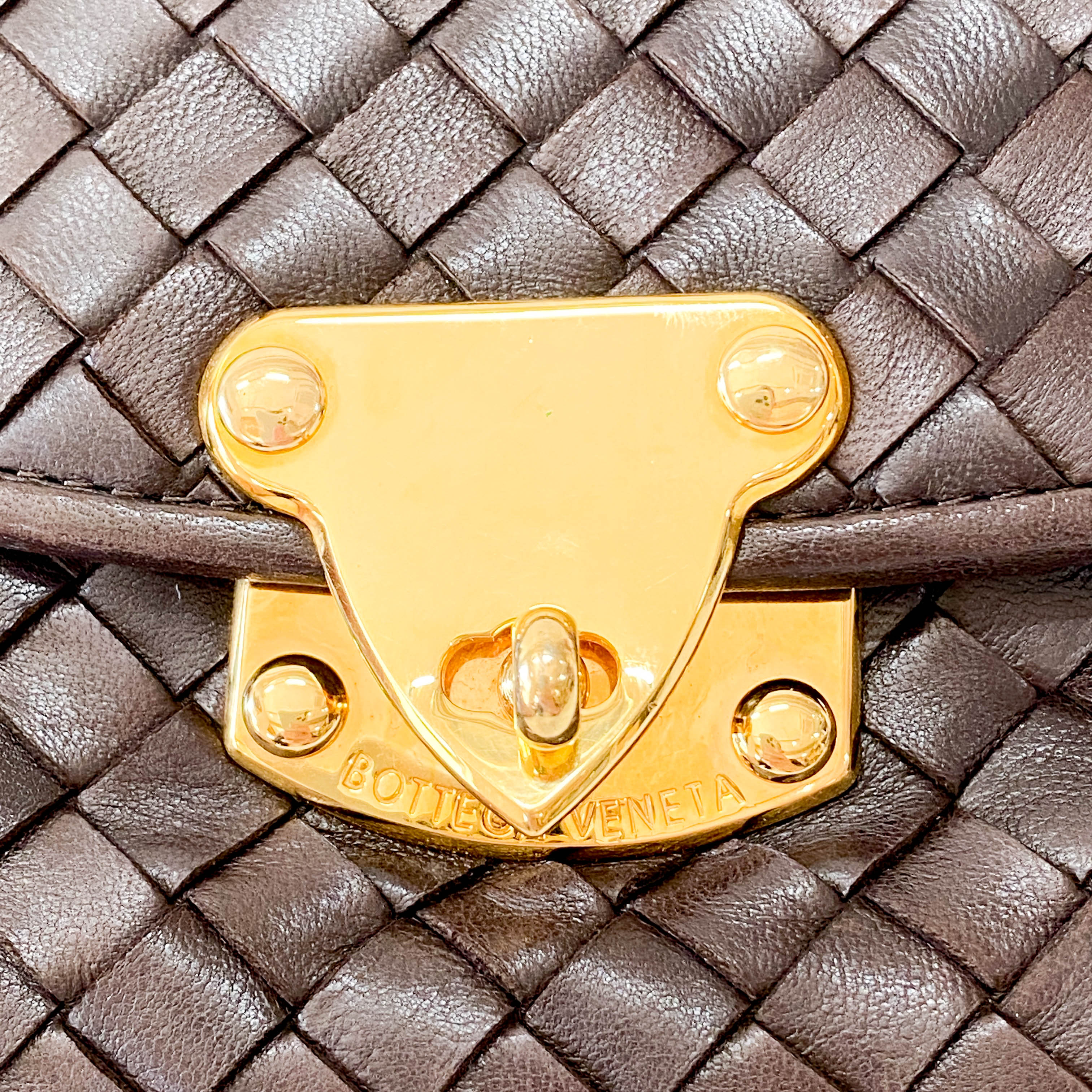 Intrecciato Brown Calfskin Shoulder Bag